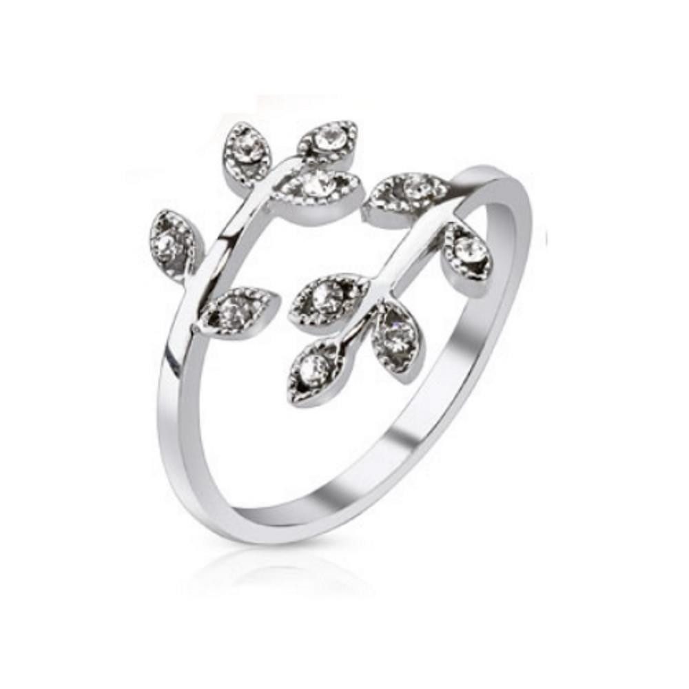 BUNGSA Zehenring Klar (CC) - Blätter Kristall Zehring silber Zirkonia Damen, Zehring Toering