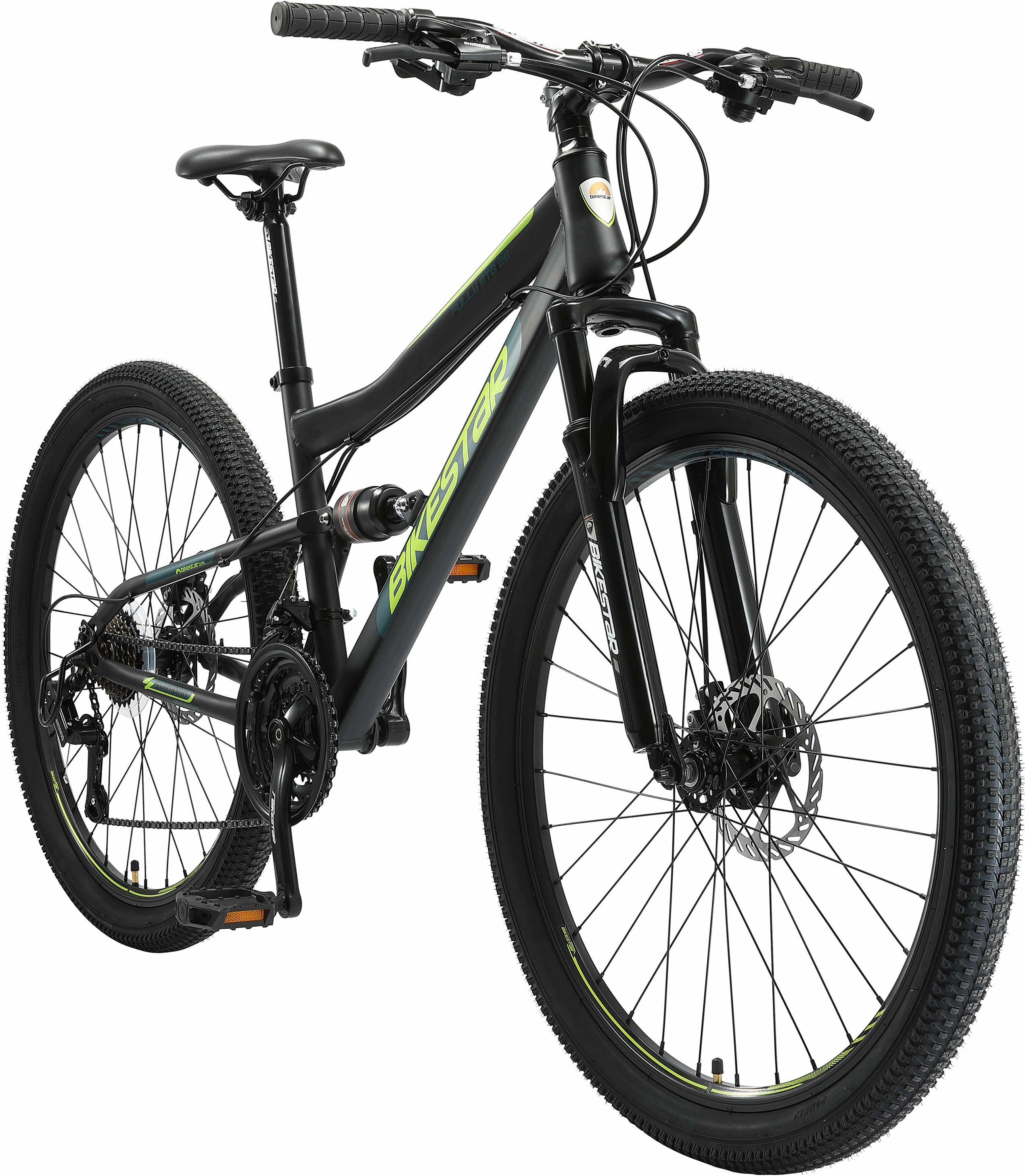 Bikestar Mountainbike, 21 Gang Shimano RD-TY300 Schaltwerk, Kettenschaltung, für Damen und Herren, Kettenschaltung