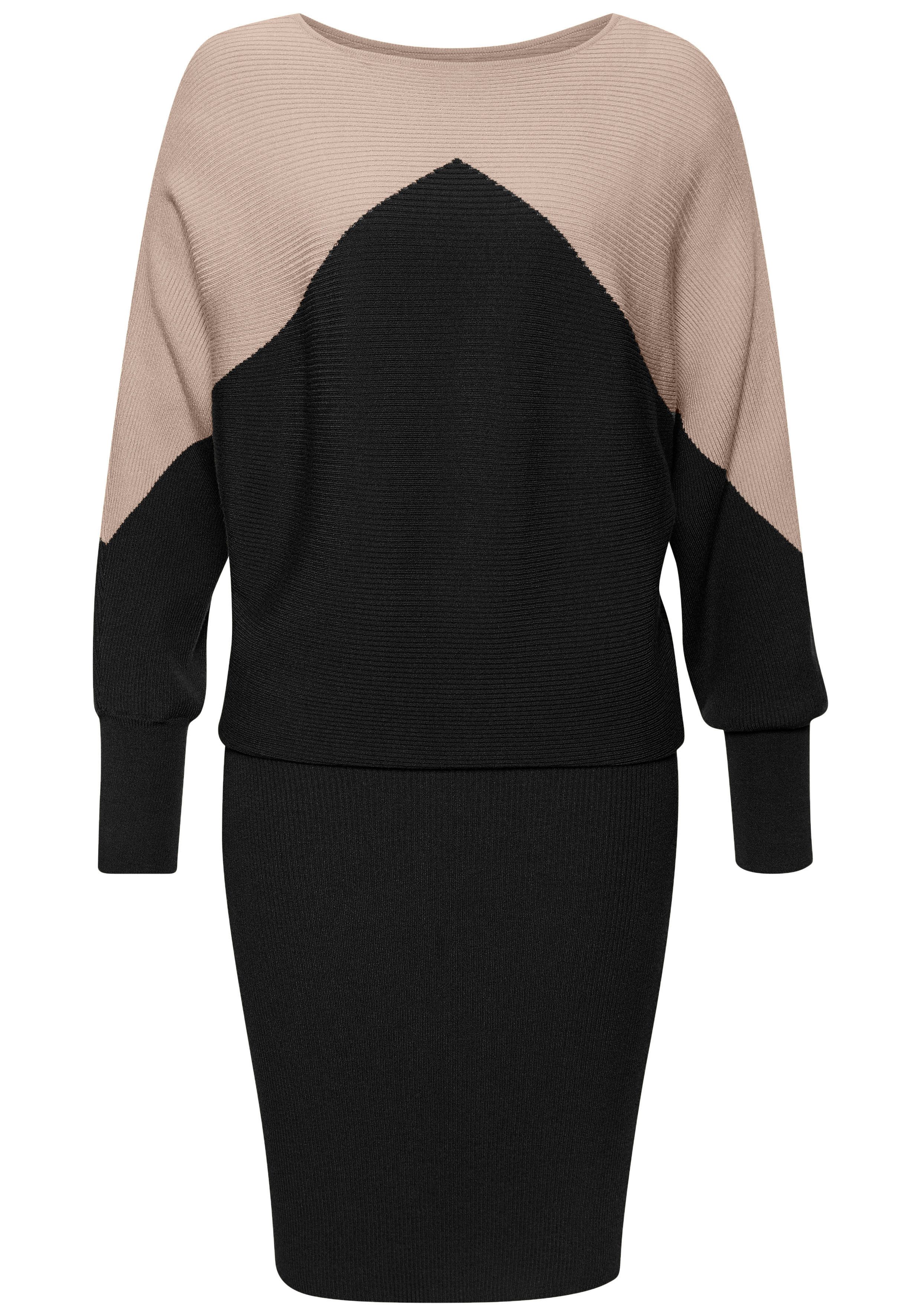 LASCANA Strickkleid in Kontraststrick, Winterkleid günstig online kaufen