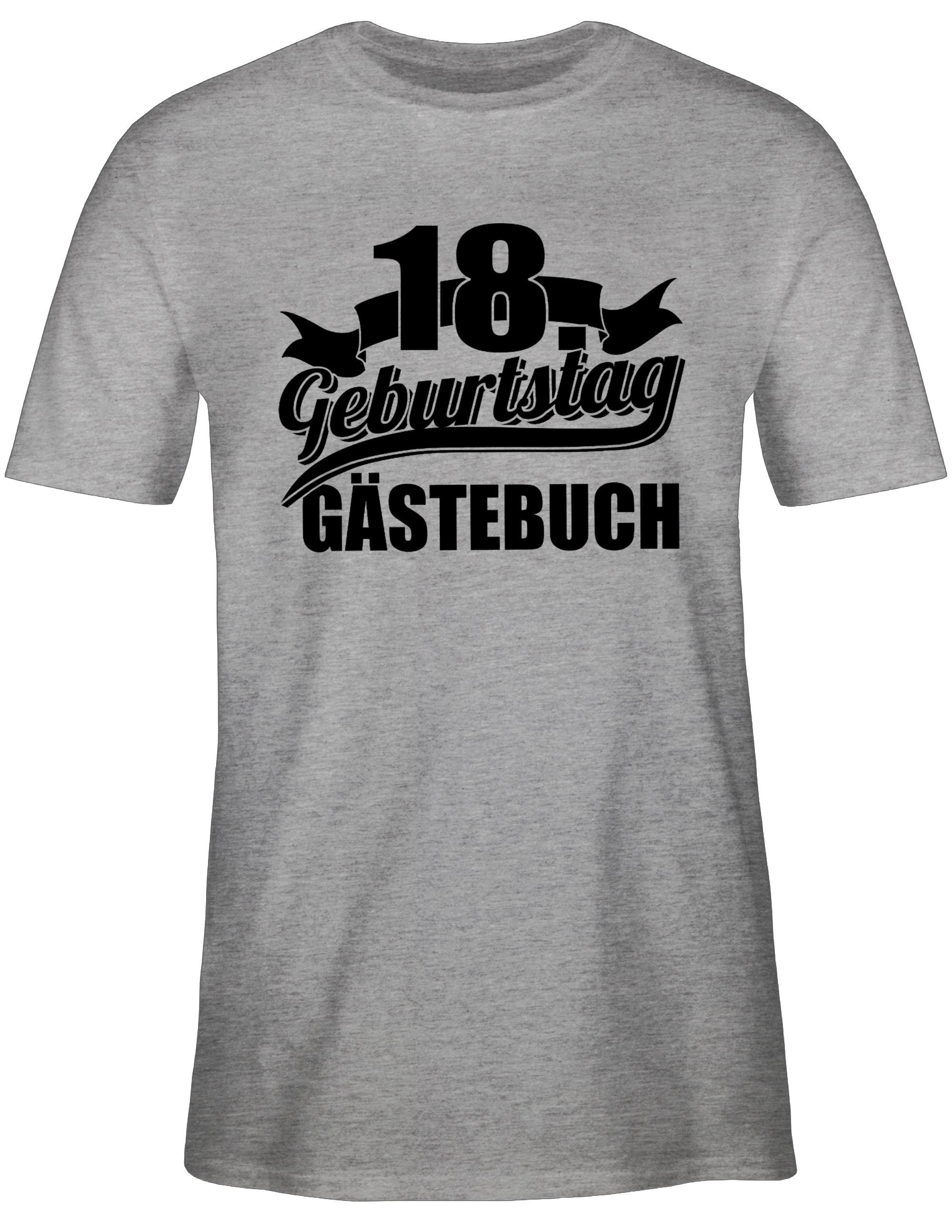 Shirtracer T-Shirt Gästebuch Achtzehnter Geburtstag 18. Geburtstag 2 Grau meliert