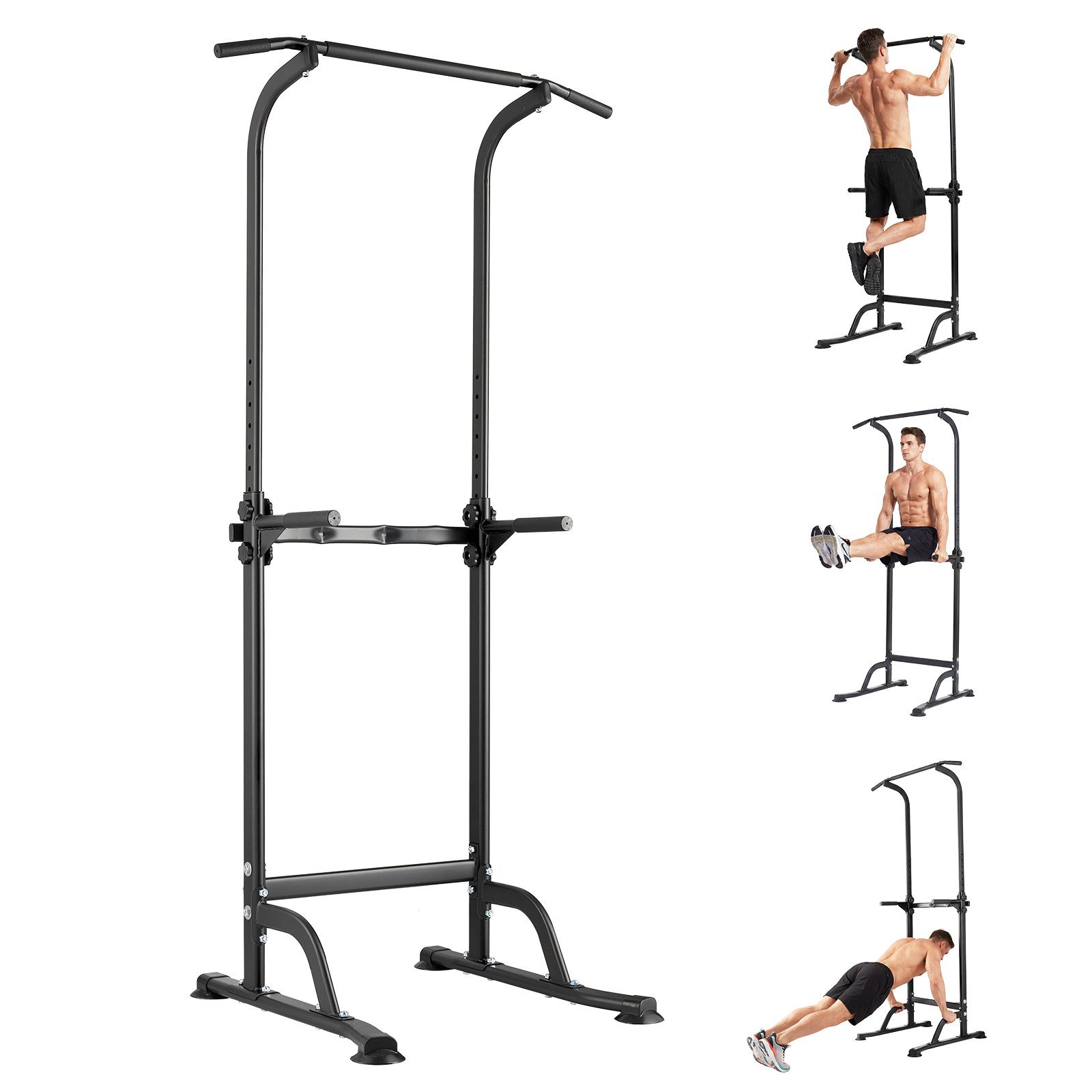 GarveeMore Kraftstation Klimmzugstange mit Mehrfunktions-Trainingstation mit 1,2 mm Stahlrohr, (Set, für zuhause), 10 verstellbare Höhen (165–219 cm), 150 kg Belastbarkeit, Schwarz