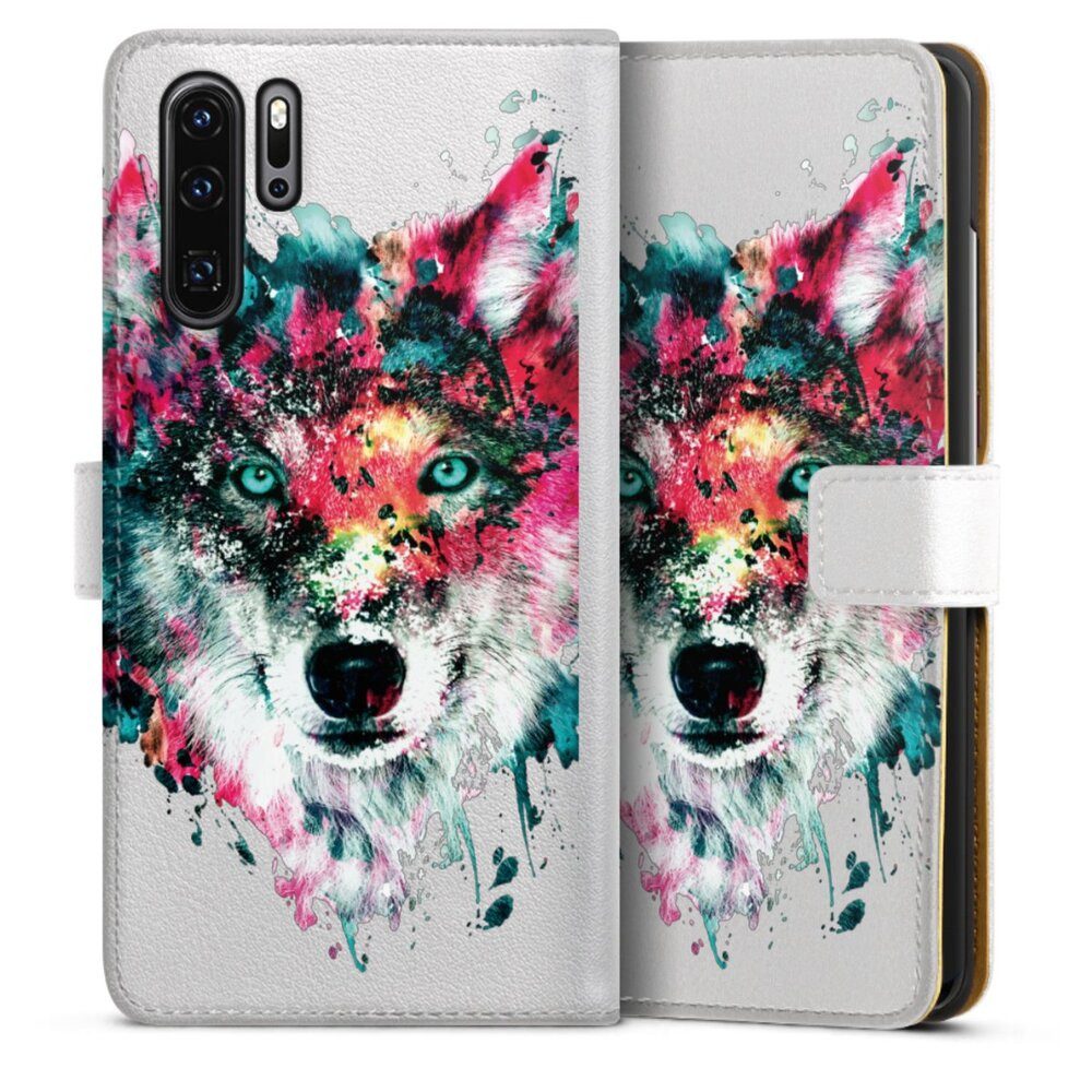 DeinDesign Handyhülle Riza Peker Wolf bunt Wolve ohne Hintergrund, Huawei P30 Pro New Edition Hülle Handy Flip Case Wallet Cover