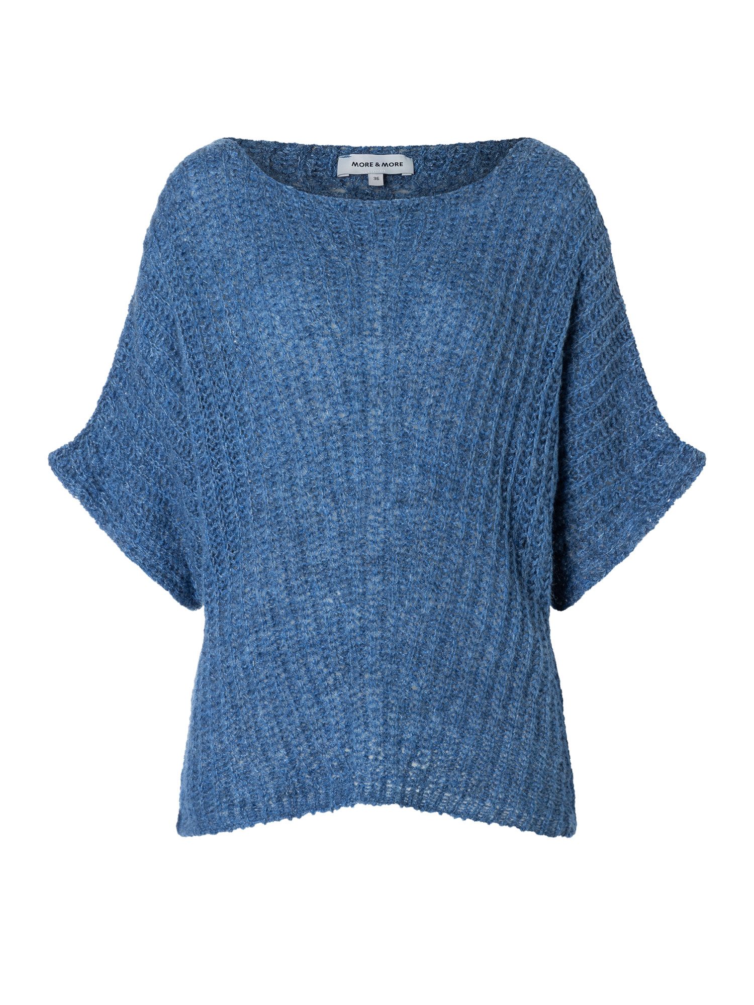 MORE&MORE Strickpullover leichter Rippstrick-Halbarmpullover günstig online kaufen