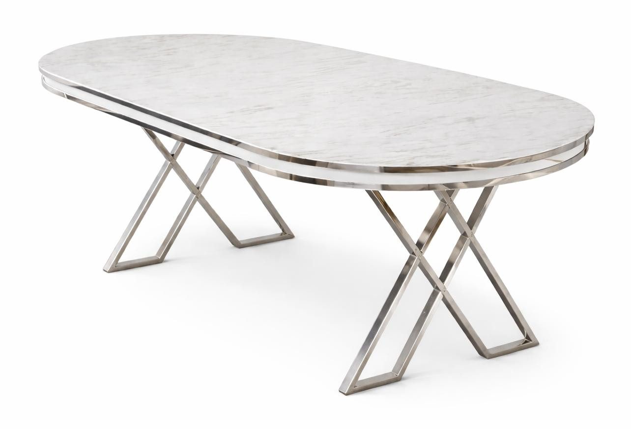 JVmoebel Esstisch Tisch Stil modern Farbe weiß oval Esszimmer Metall neu vielseitig, Made in Europa
