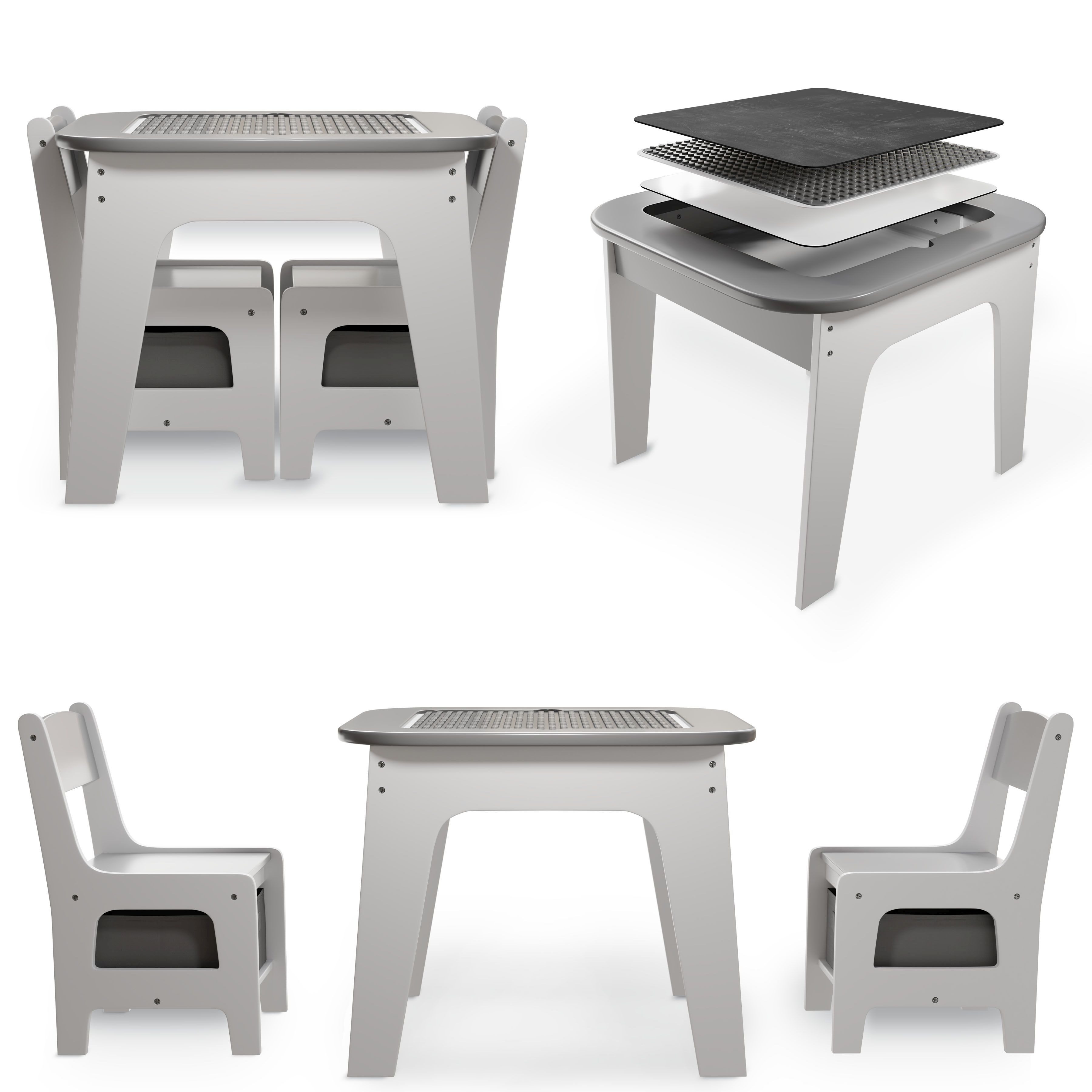 Juskys Kindersitzgruppe Milou, Set mit 2 Stühlen & 1 Tisch, Holz Spieltisch günstig online kaufen