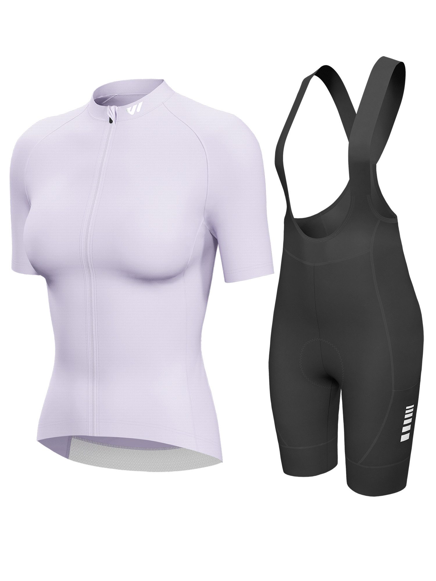 Wulibike Radtrikot Damen 2-tlg. Urban Fitness Fahrradbekleidungsset, Damen Radtrikot-Set (2-tlg) Figurbetontes Netz-Trikot & High-Waist Bib-Shorts mit Schaumpolster