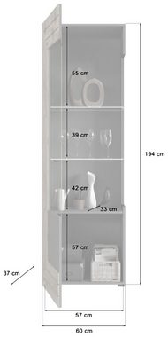 xonox.home Wohnwand Wohnwand FRENO W11 4-teilig - in Nox Eiche/Grau inkl. LED-Beleuchtung, (Komplett-Set, 4-St., Vitrine groß, Vitrine klein, Lowboard, Wandboard)