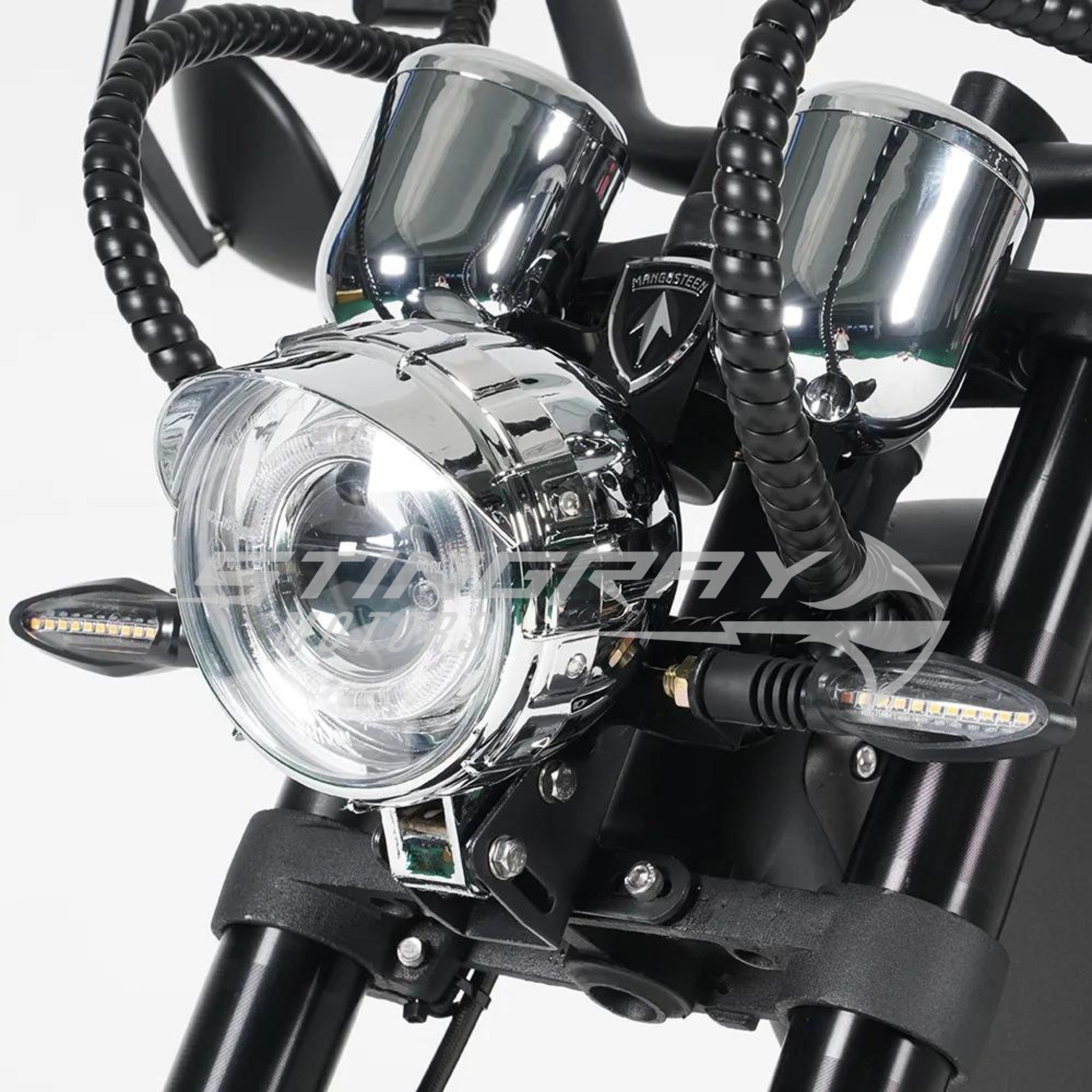 Stingray Motors E-Motorroller Elektroroller Harley E-Chopper km/h 3000,00 km/h, 50 / M1P, 30Ah 3kw, W, Titanblau 45