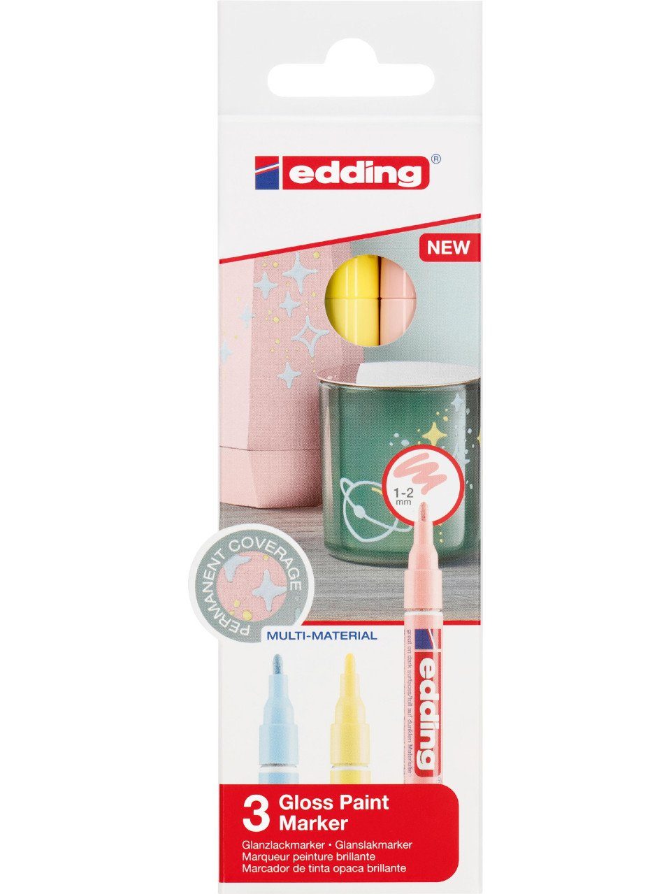 edding Marker edding 751 Glanzlackmarker 3er-Set pastell