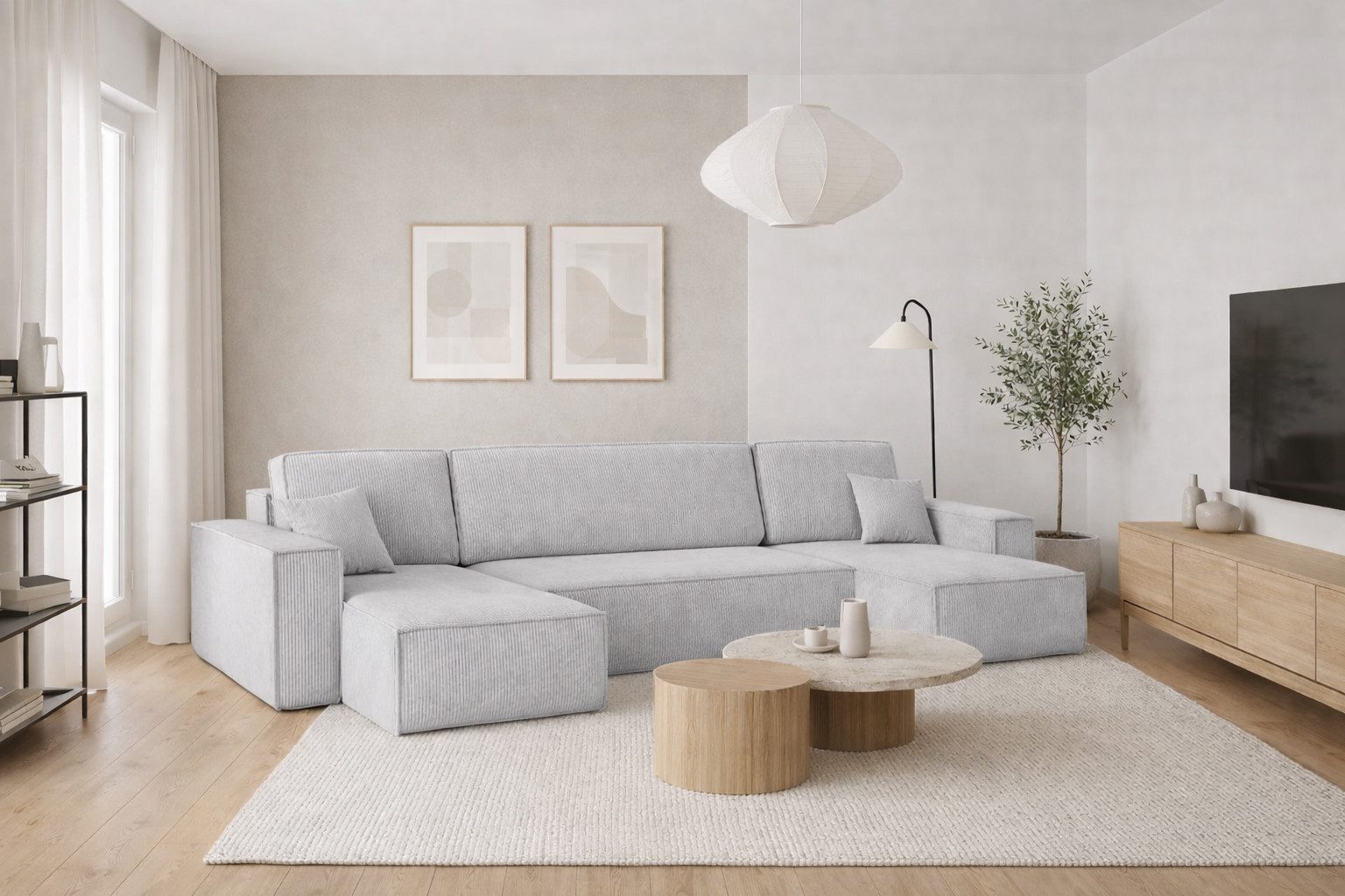 Kaiser Möbel Ecksofa mit schlaffunktion und bettkasten, Couch U-form BEST stoff Poso, Schlaffunktion, Bettzeugaufbewahrung, universal