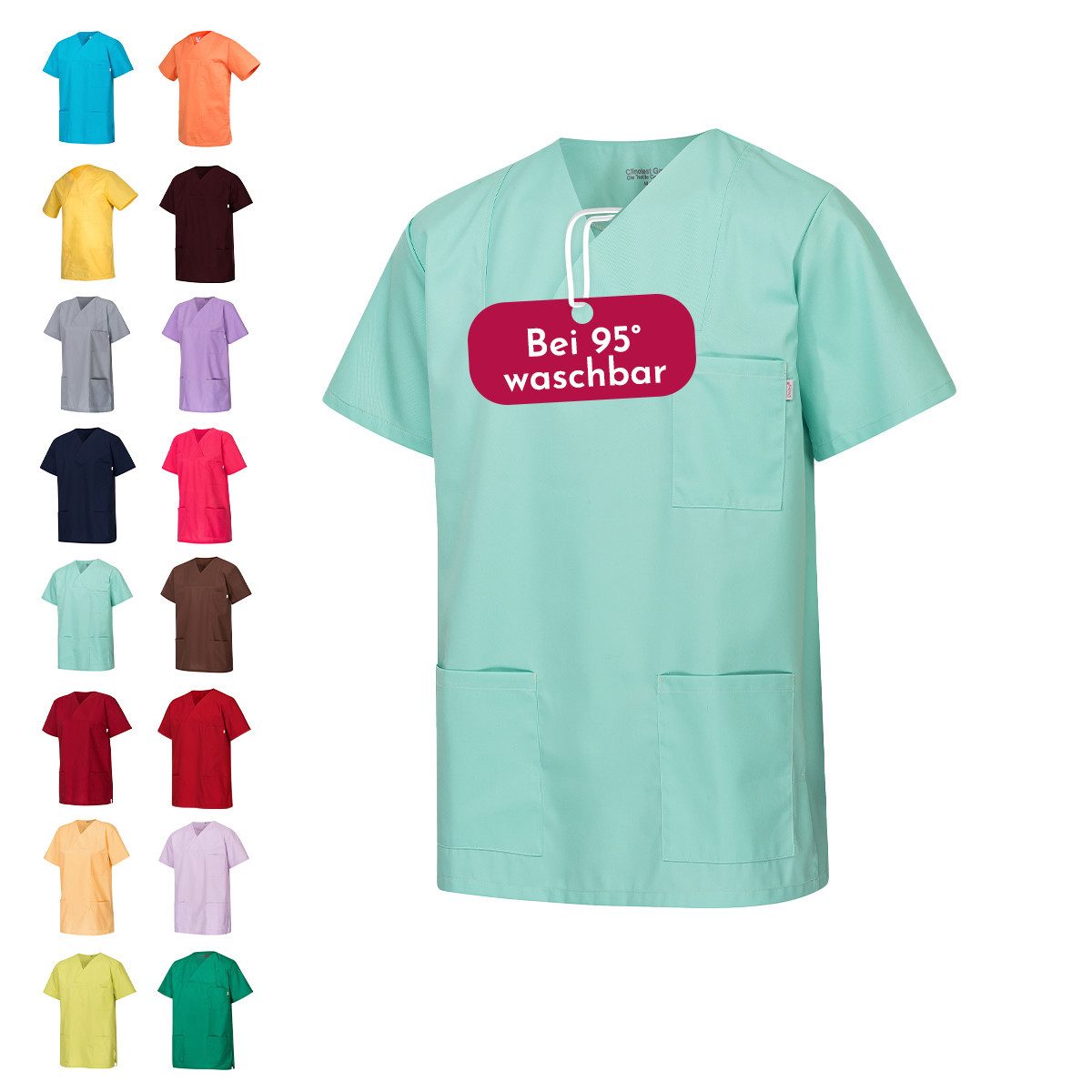 Clinotest Funktionsbluse Kasack Damen & Herren - 95 Grad waschbare, kochfest ohne einzulaufen (1-tlg) Schlupfkasack aus Baumwolle & Polyester - Berufsbekleidung für Pflege