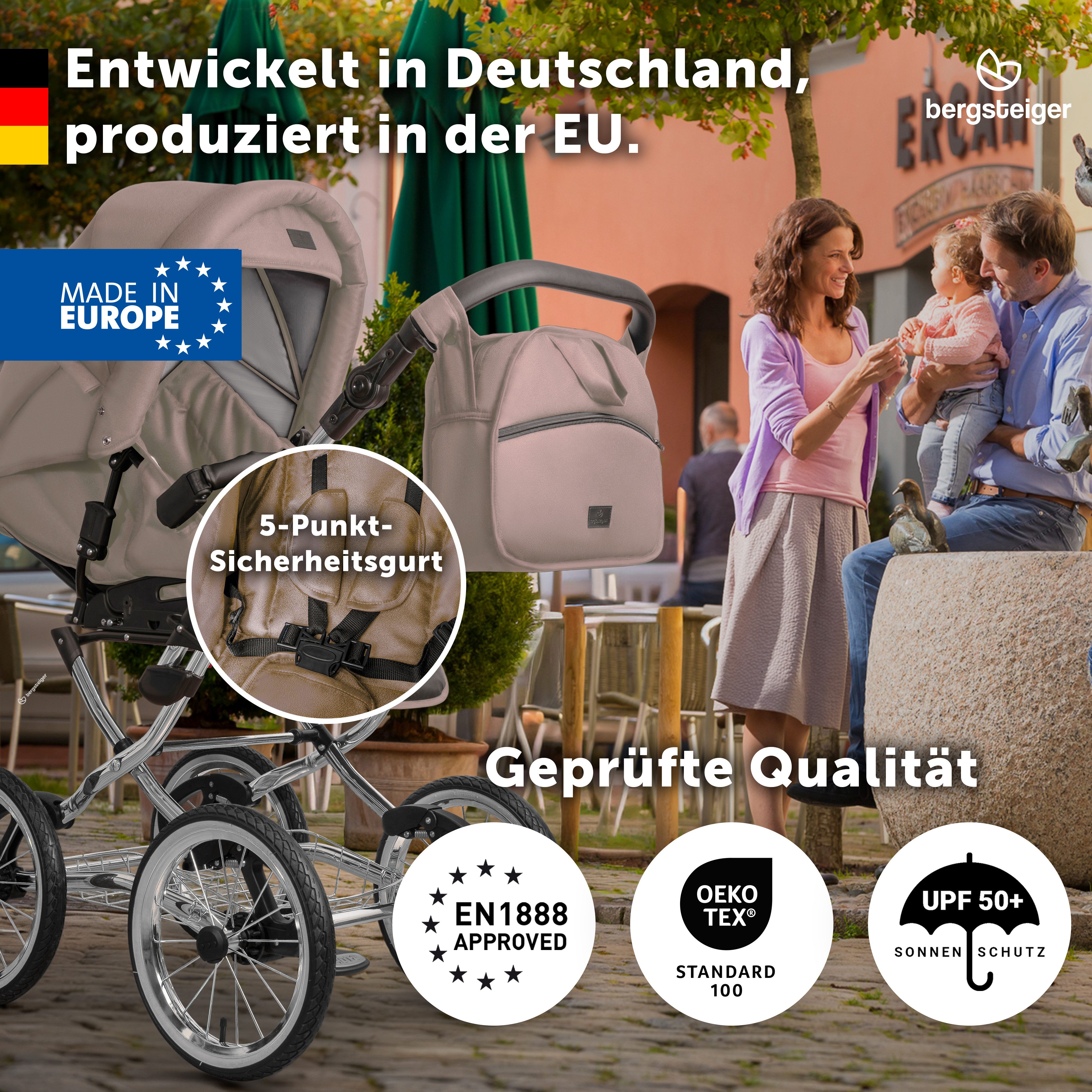 bergsteiger Kombi-Kinderwagen Venedig Retro-Kinderwagen 3in1, (10-tlg) – Bild 4 von 5