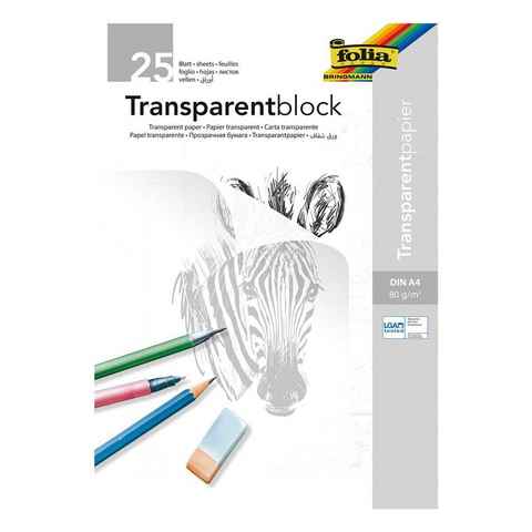 Folia Transparentpapier, Architektenpapier 25 Blatt, weiß transparent, Format A4, 80 g/m²