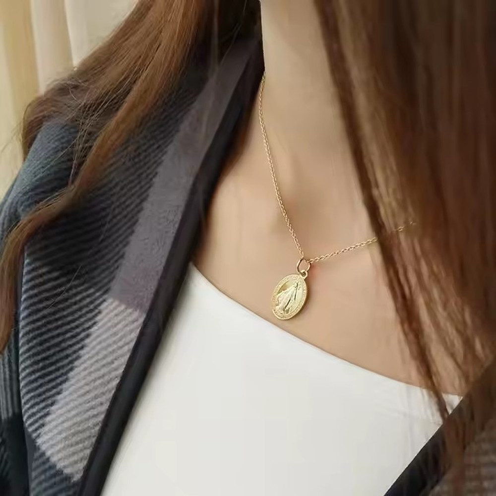 Runde Perlé Kette mit Anhänger Jungfrau Maria, Kreuz, Madonna 925er Silber, günstig online kaufen