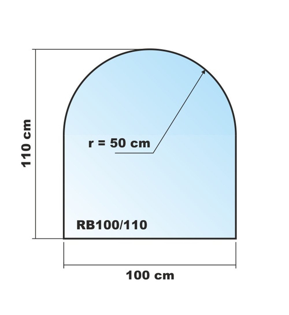 ECOfoxx Bodenschutzplatte Rundbogen 100x110cm schwarz - Funkenschutzplatte mit Dichtlippe, Form: Rundbogen / Zunge, mit Silikondichtung (zur Selbstmontage), Glas schwarz 1000x1100mm