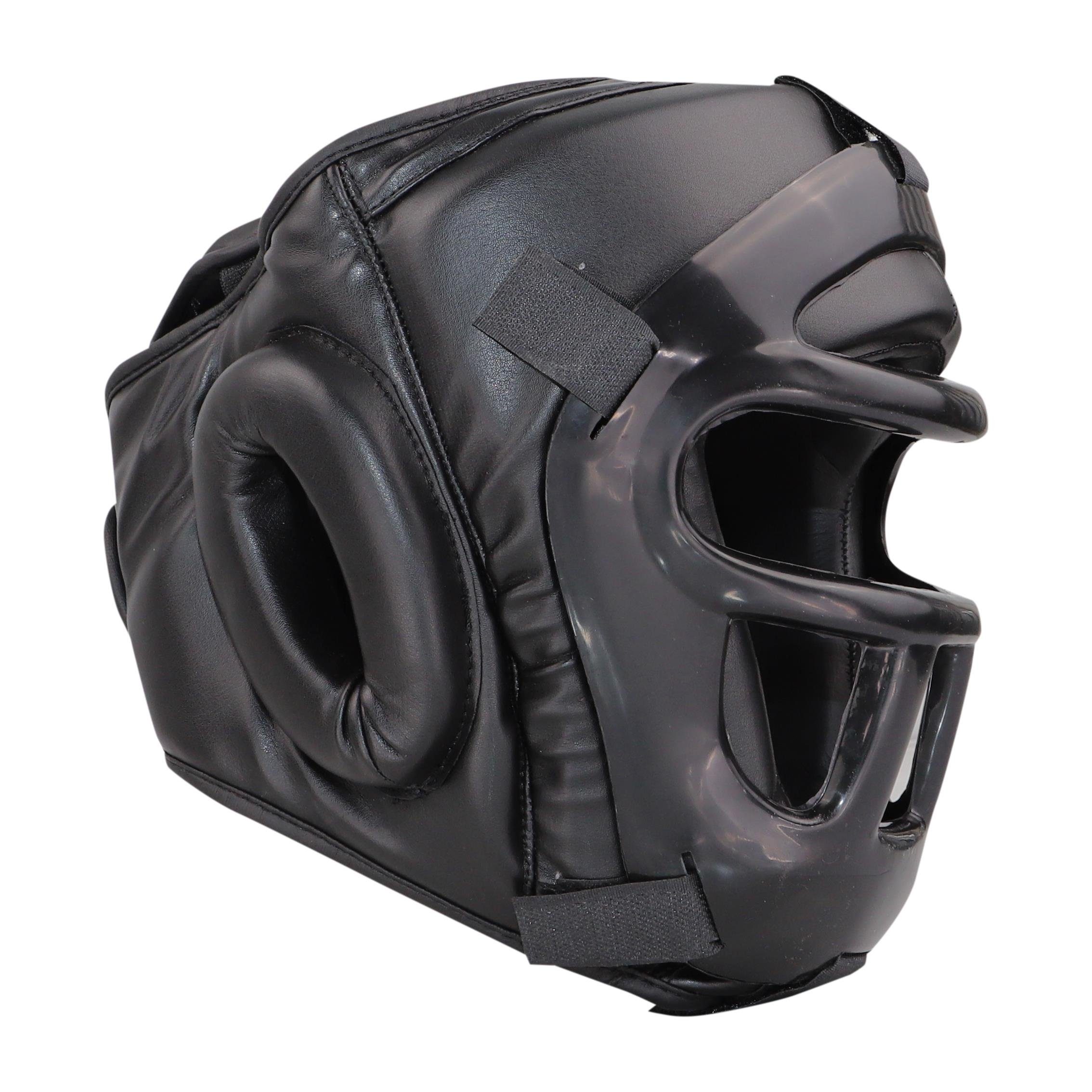 BAY-Sports Kopfschutz Kampfsport Gitter Maske Krav Maga Kick Boxen Budo Kopfschut, Luxusausgührung, Waffenkampf, SV, Vollkontakt, S - XL