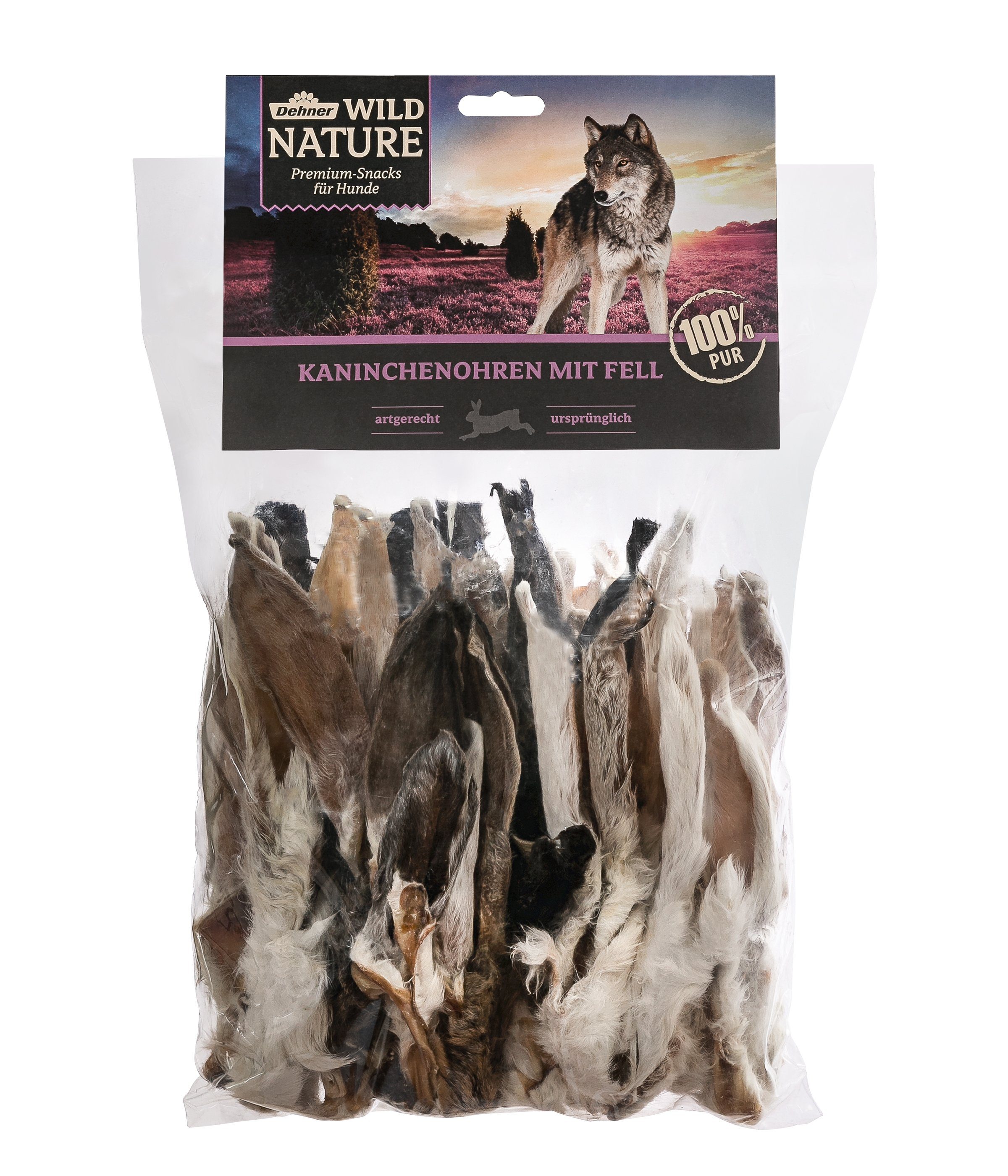 Dehner Wild Nature Hundesnack Kaninchenohren, Kausnack, 500 g Kaninchen, 500g, Hundeleckerli für ernährungssensible Hunde, glutenfrei / zuckerfrei