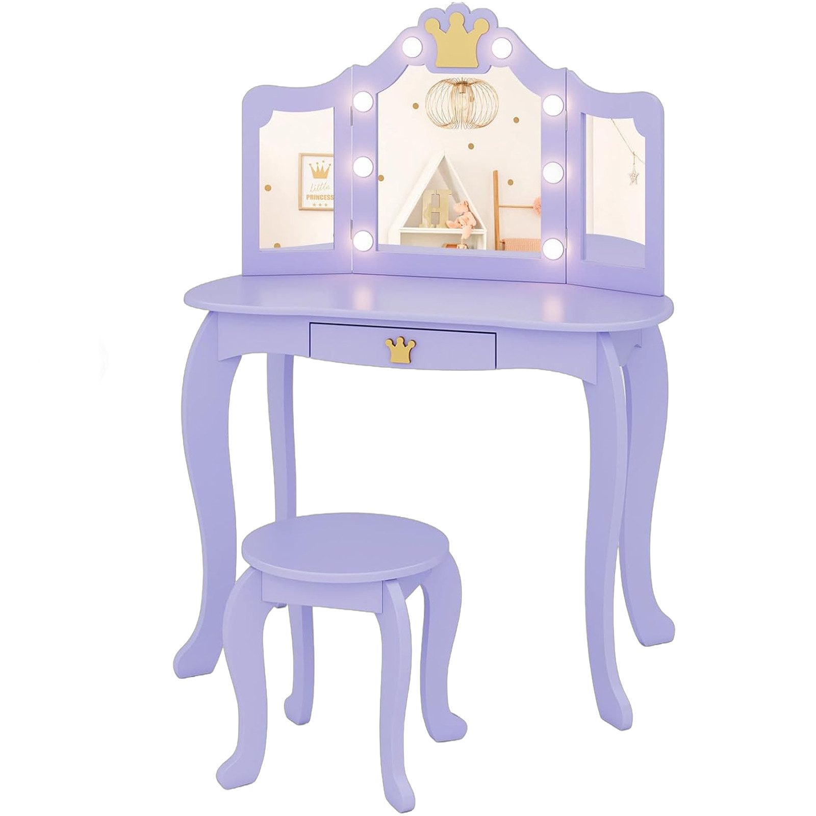 COSTWAY Schminktisch Kinderschminktisch mit Hocker, mit günstig online kaufen