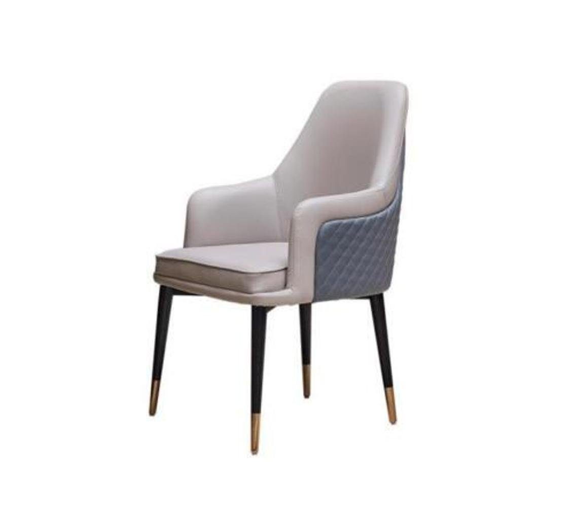 JVmoebel Esszimmerstuhl Esszimmerstühle Wohnzimmer luxuriöse Grau Stuhl mit Holzbeinen (1 St), Made in Europa