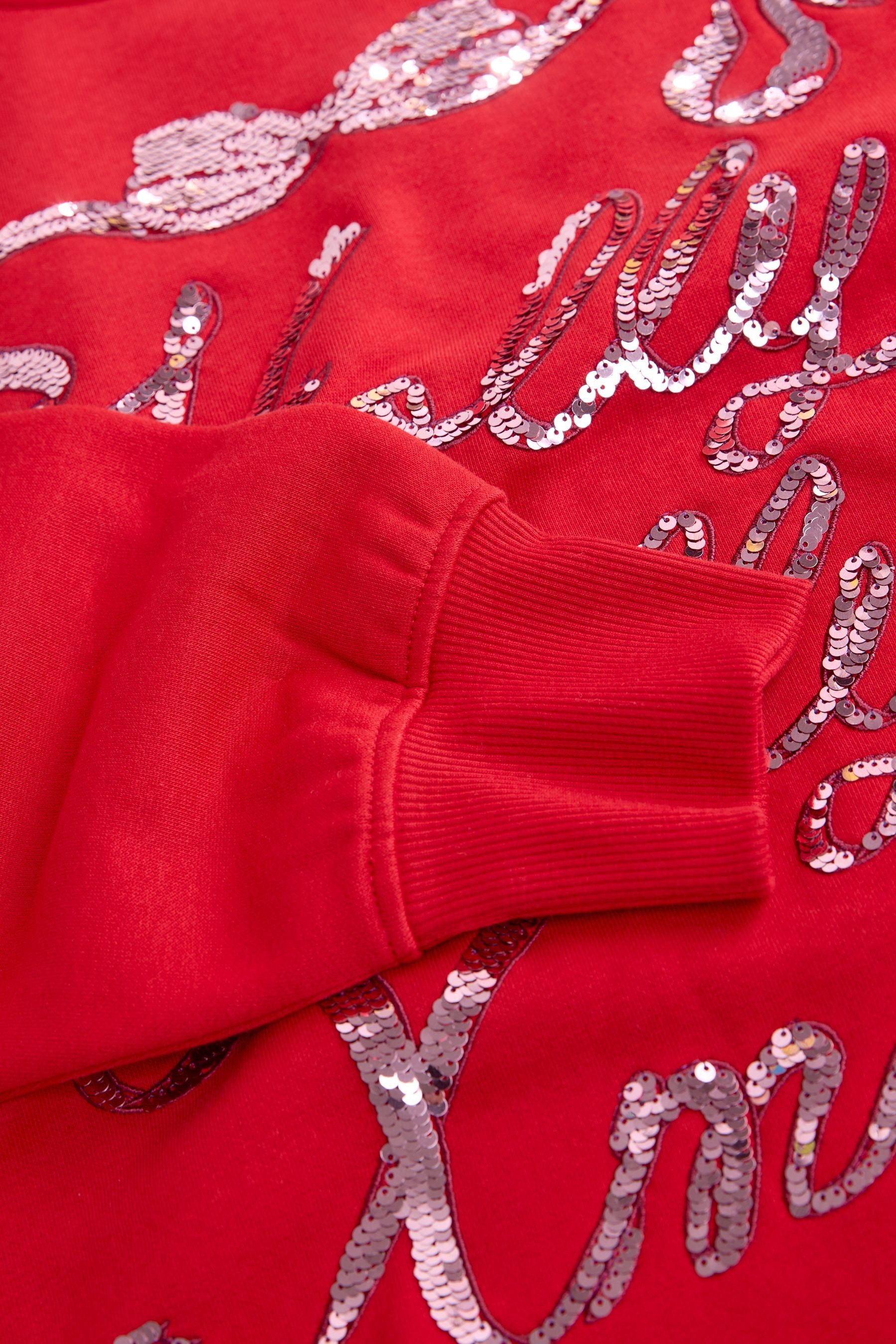 Next Sweater Sweatshirt mit Pailletten, Holly Jolly, Kurzgröße (1-tlg)
