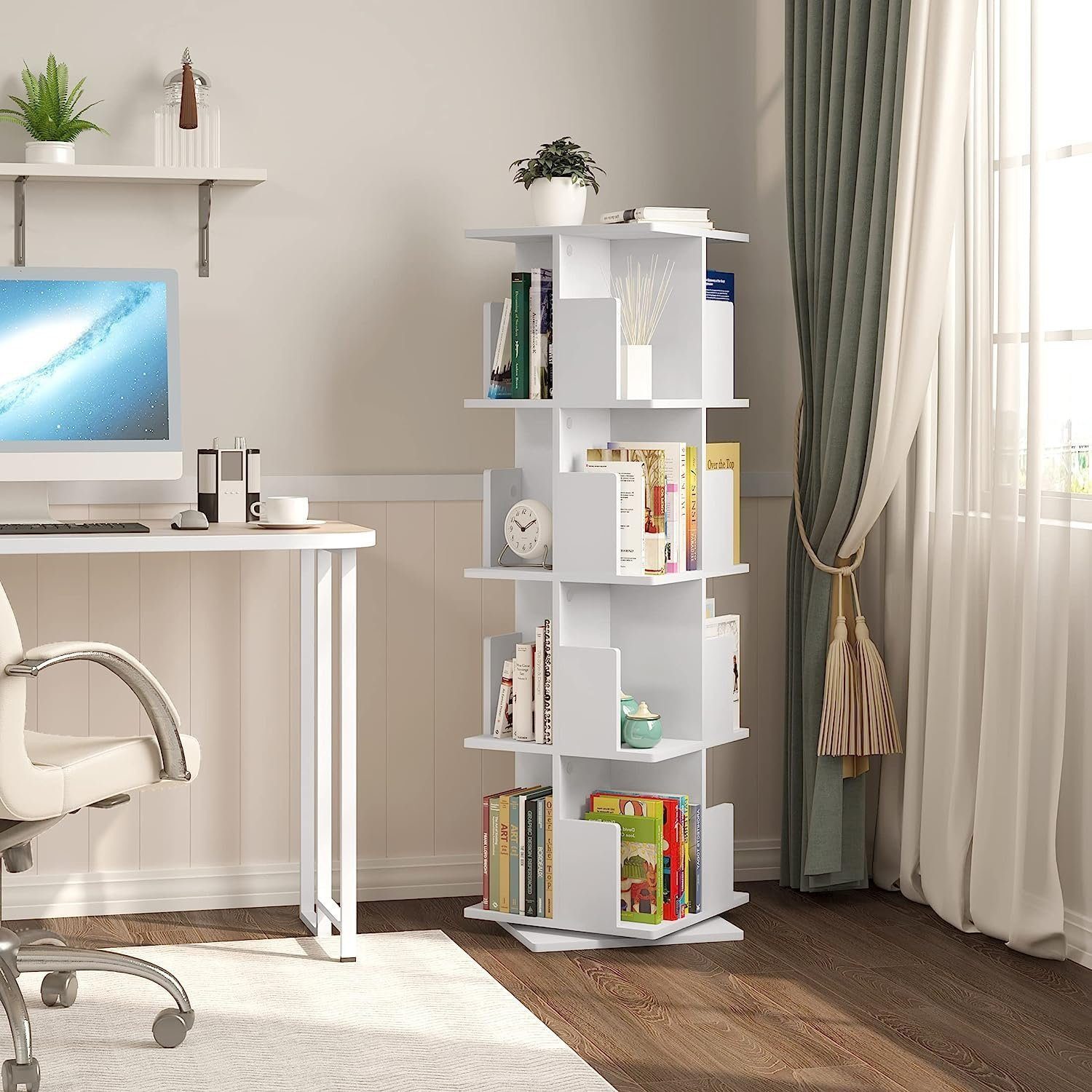 EUGAD Bücherregal, 1-tlg., drehbar, 4 Ebenen günstig online kaufen