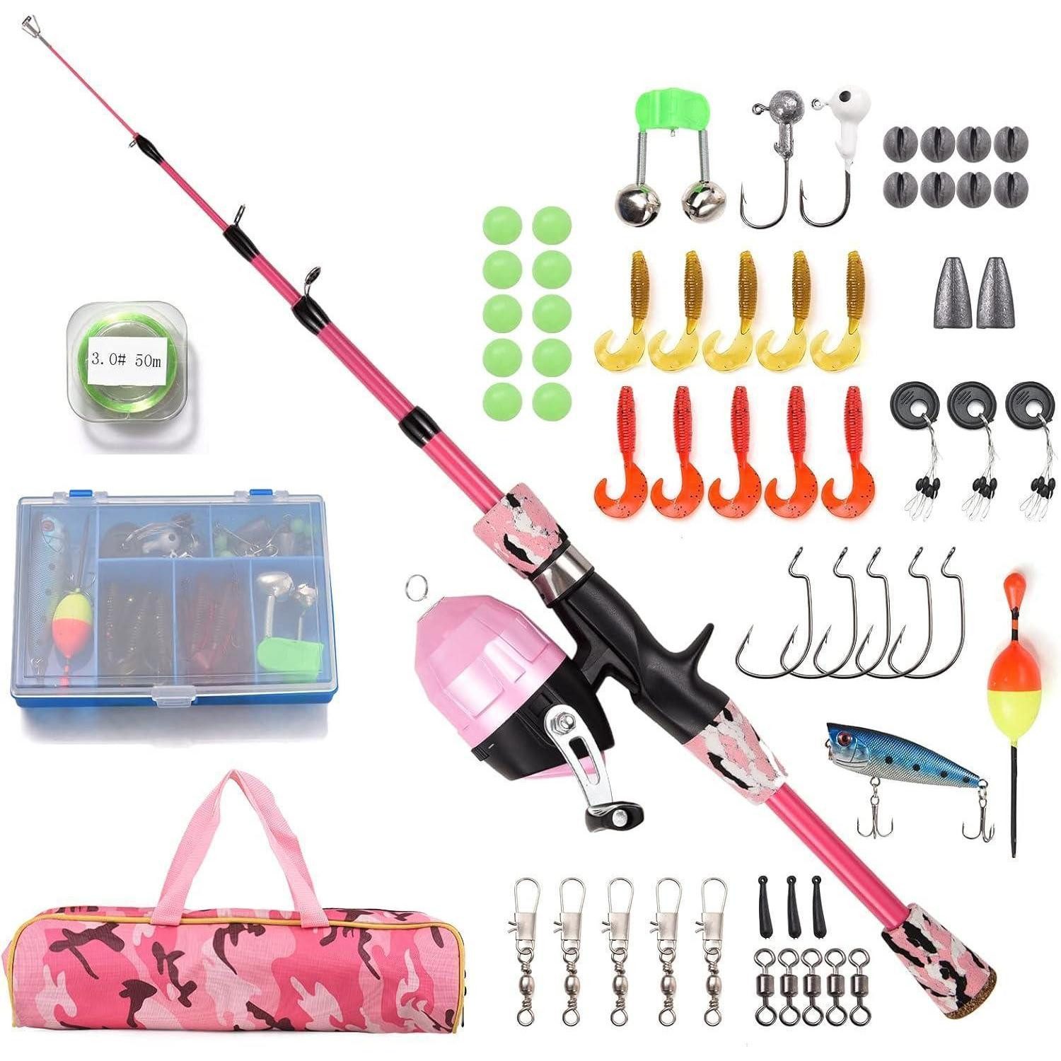 LuxusKollektion Reiserute Angelset für Kinder Teleskop-Angelrute mit Angelrolle und Köder Set