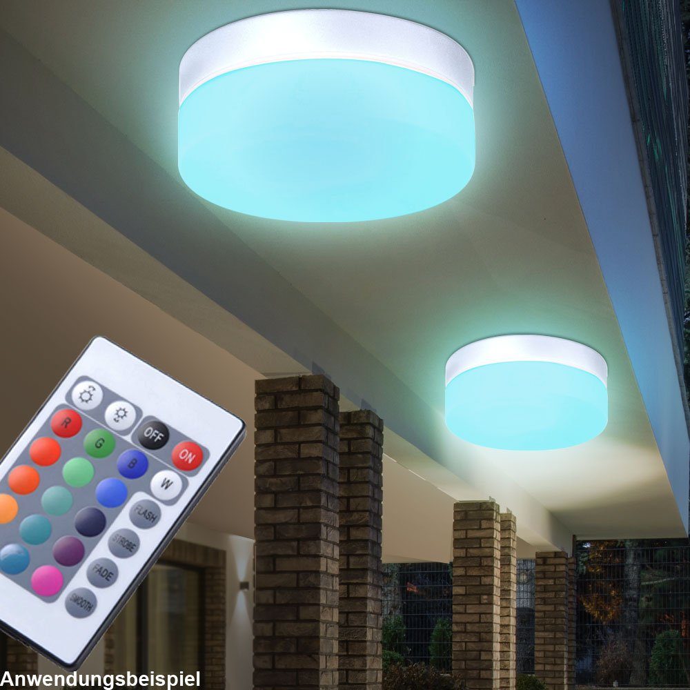 etc-shop Außen-Deckenleuchte, 2er Set RGB LED Außen Decken Lampen ALU  Terrassen Fernbedienung Bade Zimmer Glas Leuchten dimmbar online kaufen |  OTTO