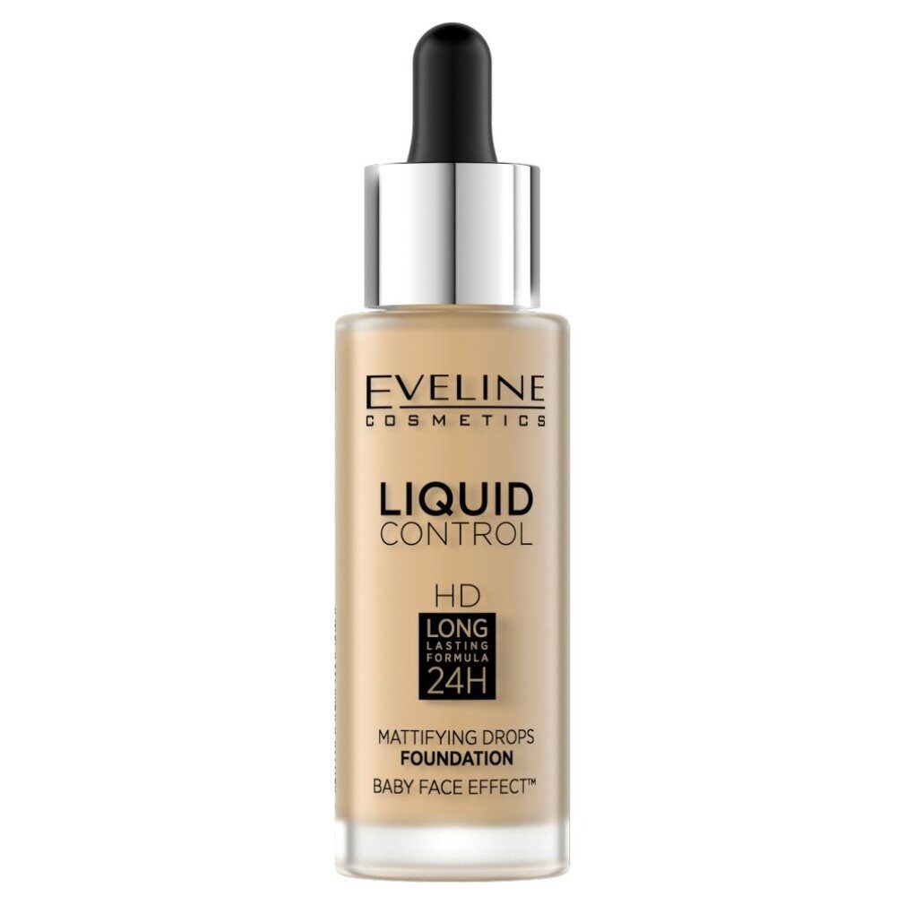 Eveline Cosmetics Foundation Liquid Control HD Face Primer mit Tropfer Nr. 016 vanillebeige