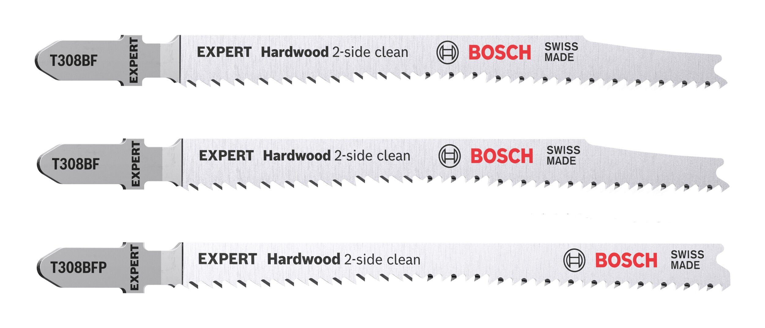 Bosch Professional Stichsägeblatt EXPERT Hardwood 2-side clean (Set, 3-St),  T308BF/BFP, Für Hartholz und abrasive | Sägeblätter