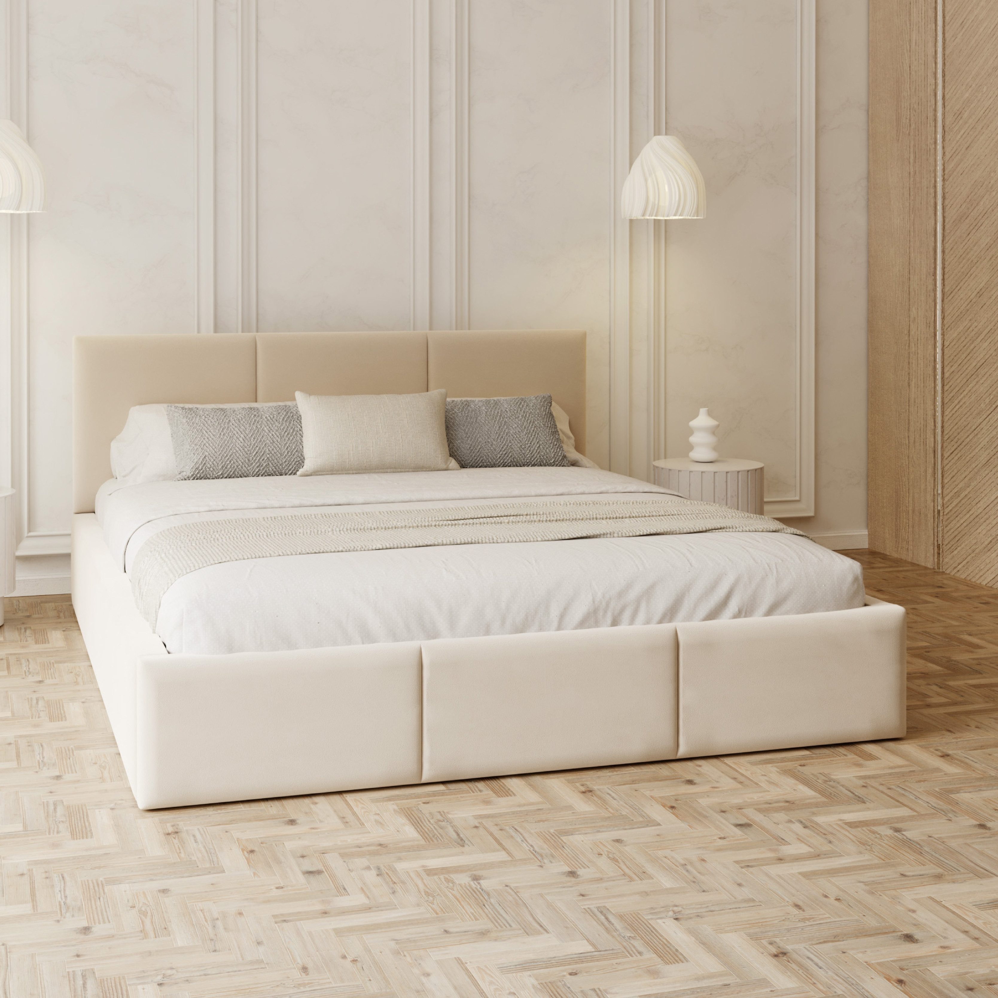 FDM Polsterbett AMBER modern mit Bettkasten MADE IN EU - mit Trinity Velour günstig online kaufen