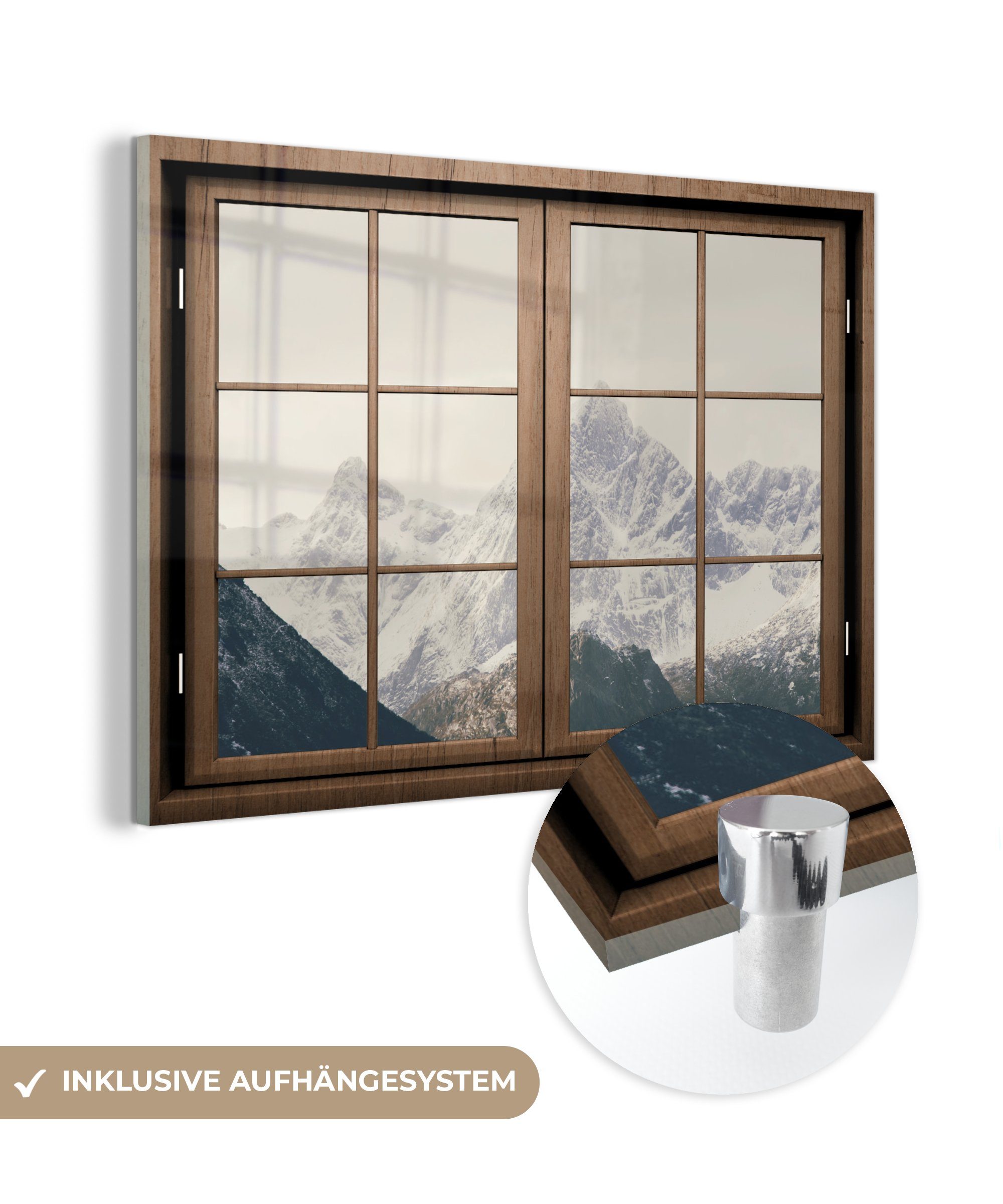 MuchoWow Acrylglasbild Aussicht - Berg - Schnee, (1 St), Glasbilder - Bilder auf Glas Wandbild - Foto auf Glas - Wanddekoration