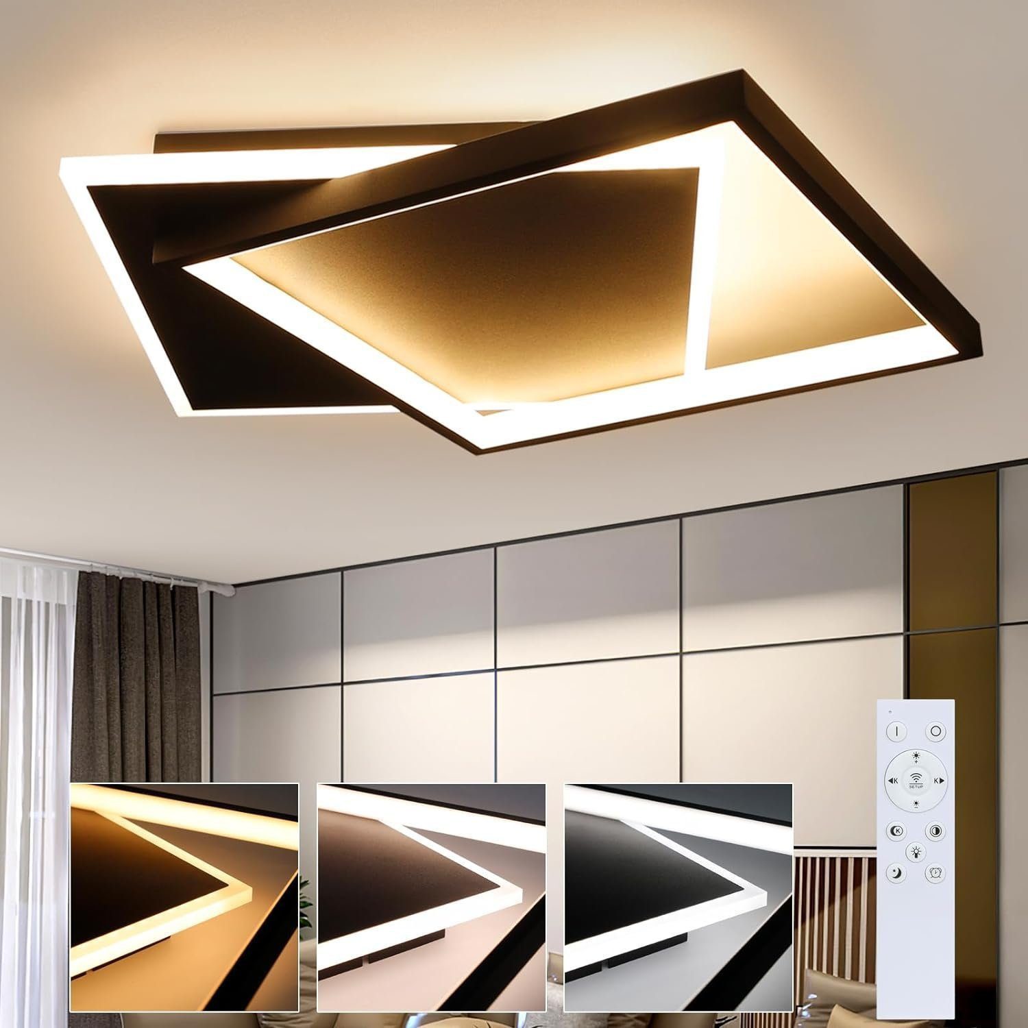 Nettlife LED Deckenleuchte Dimmbar Schwarz mit günstig online kaufen