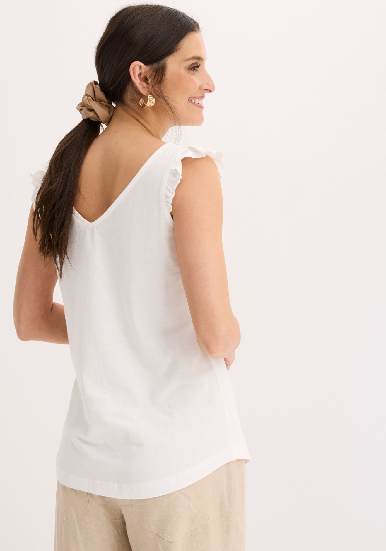 bonprix Shirttop lockerer loose fit, mit süßer Rüsche, aus Baumwolle – Bild 2 von 5