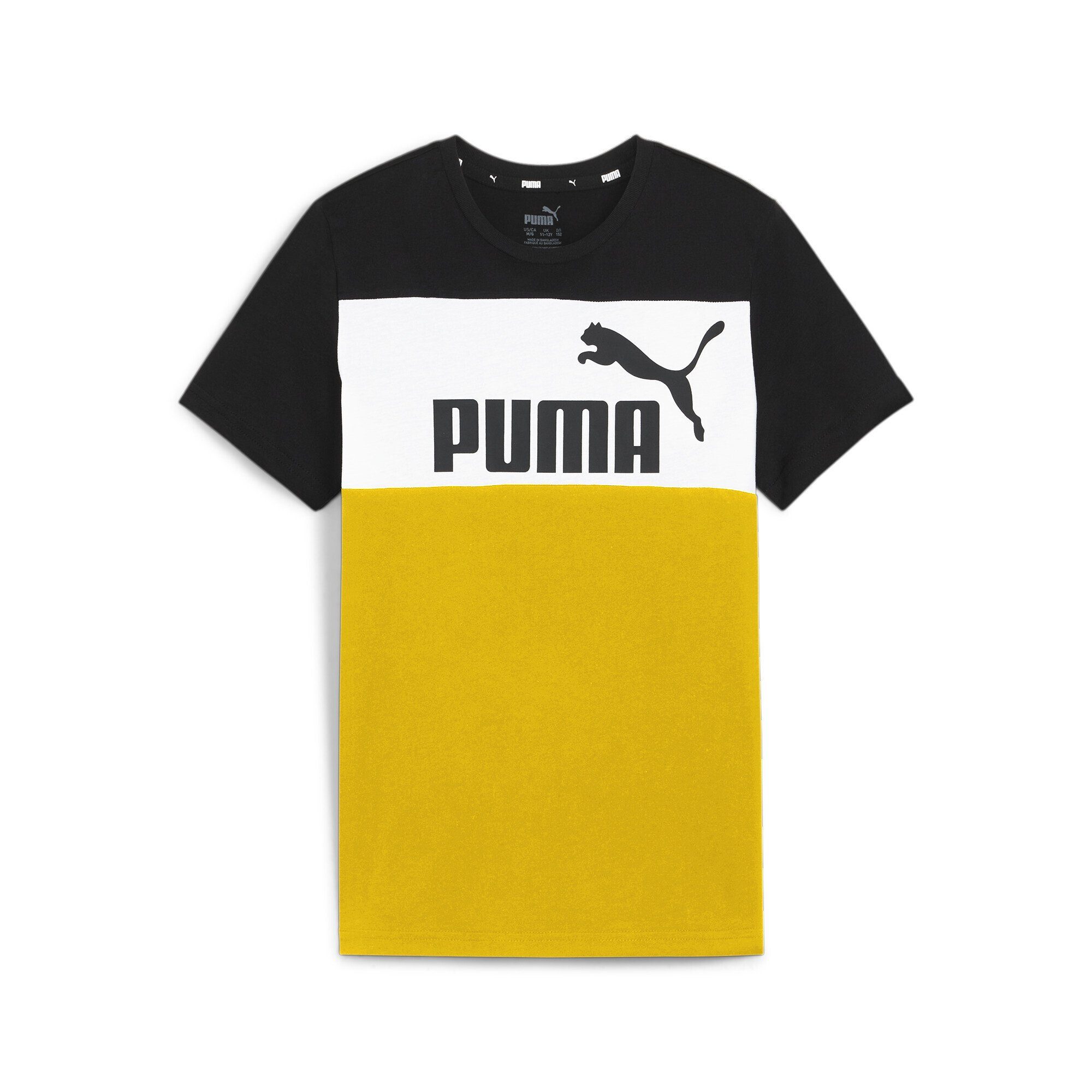 PUMA T-Shirt Essentials+ T-Shirt in Blockfarben Jugendliche Yellow Sizzle Black