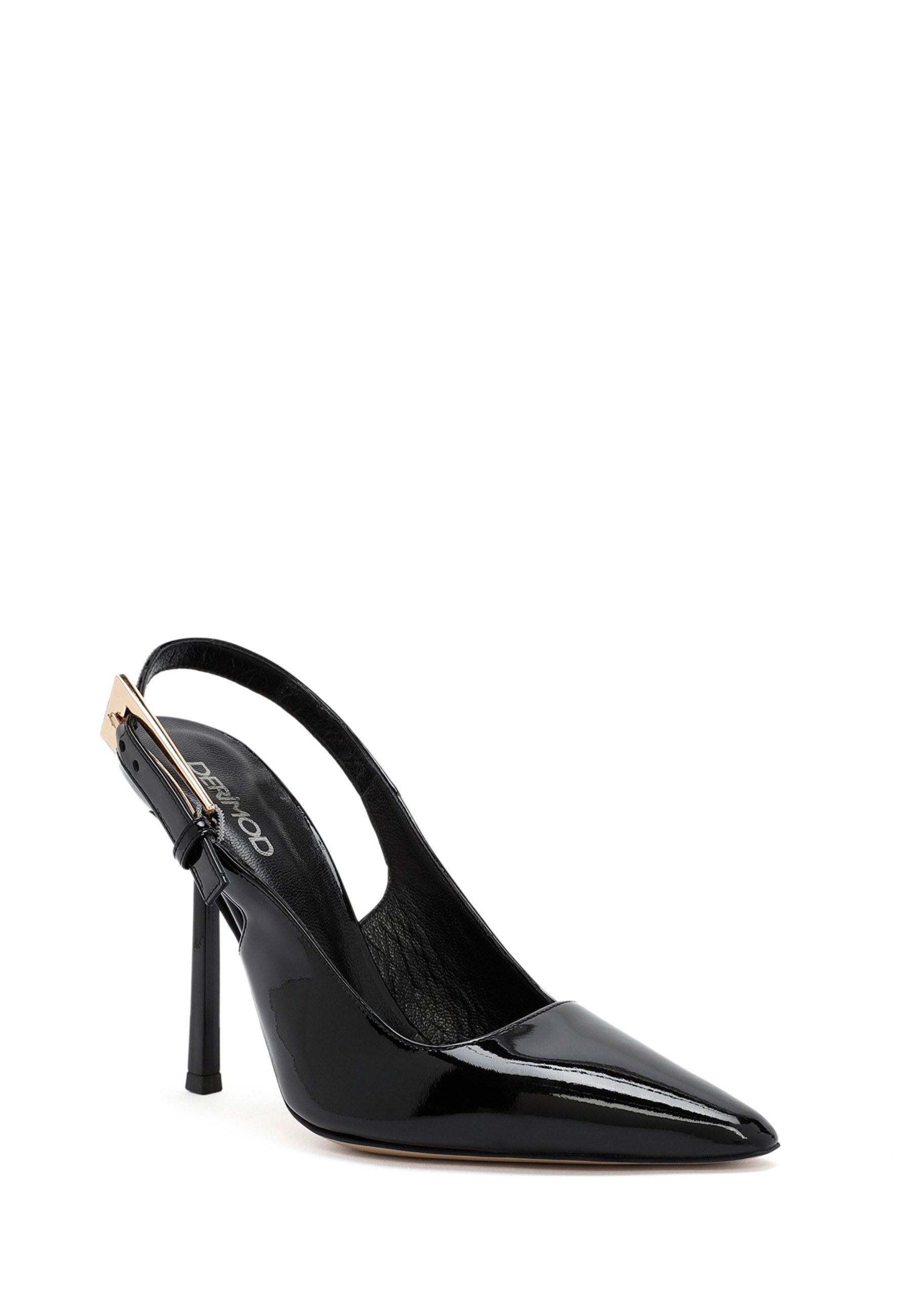Derimod High Heels aus Lackleder Pumps Klettverschluss, Lederfutter, Absatz 8 cm