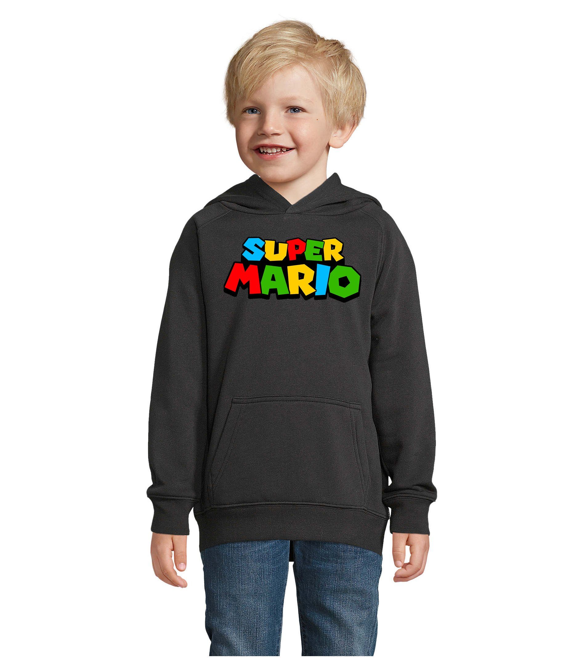 mit Konsole & Blondie Mario Kapuze Kinder Brownie Super Schwarz Spiele Gaming Nintendo Hoodie Gamer