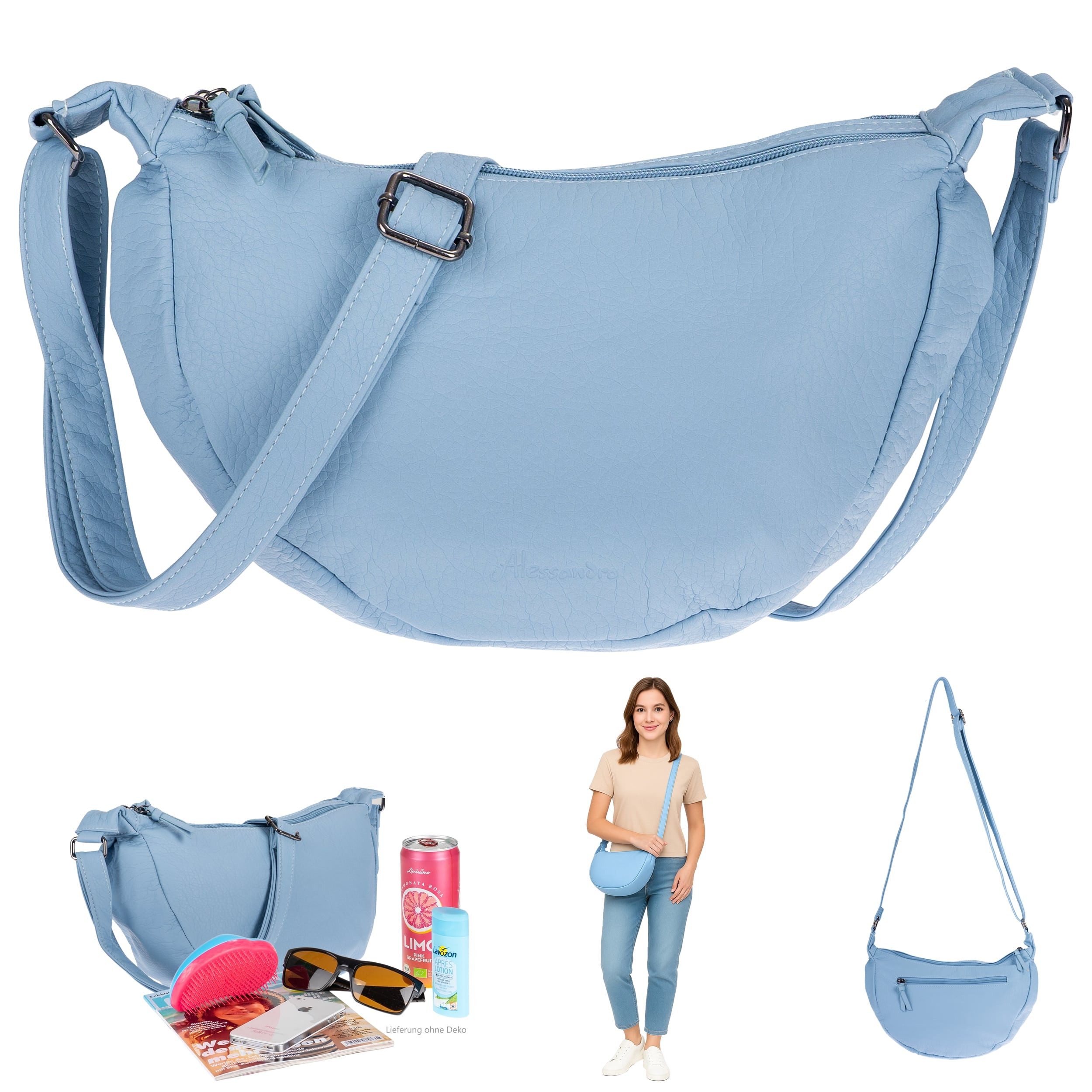 Alessandro Salvatore Handtasche Damen Schultertasche Halbmond Form Umhängetasche