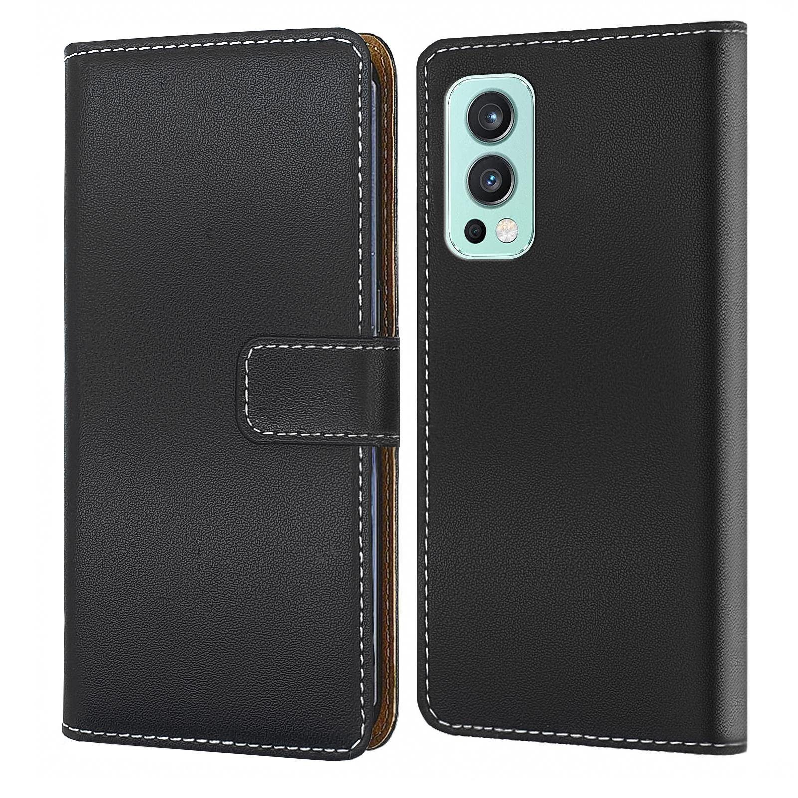 Numerva Handyhülle Bookstyle Etui Handytasche für OnePlus Nord 2 5G, Schutzhülle Klapphülle Flip Cover Schwarz