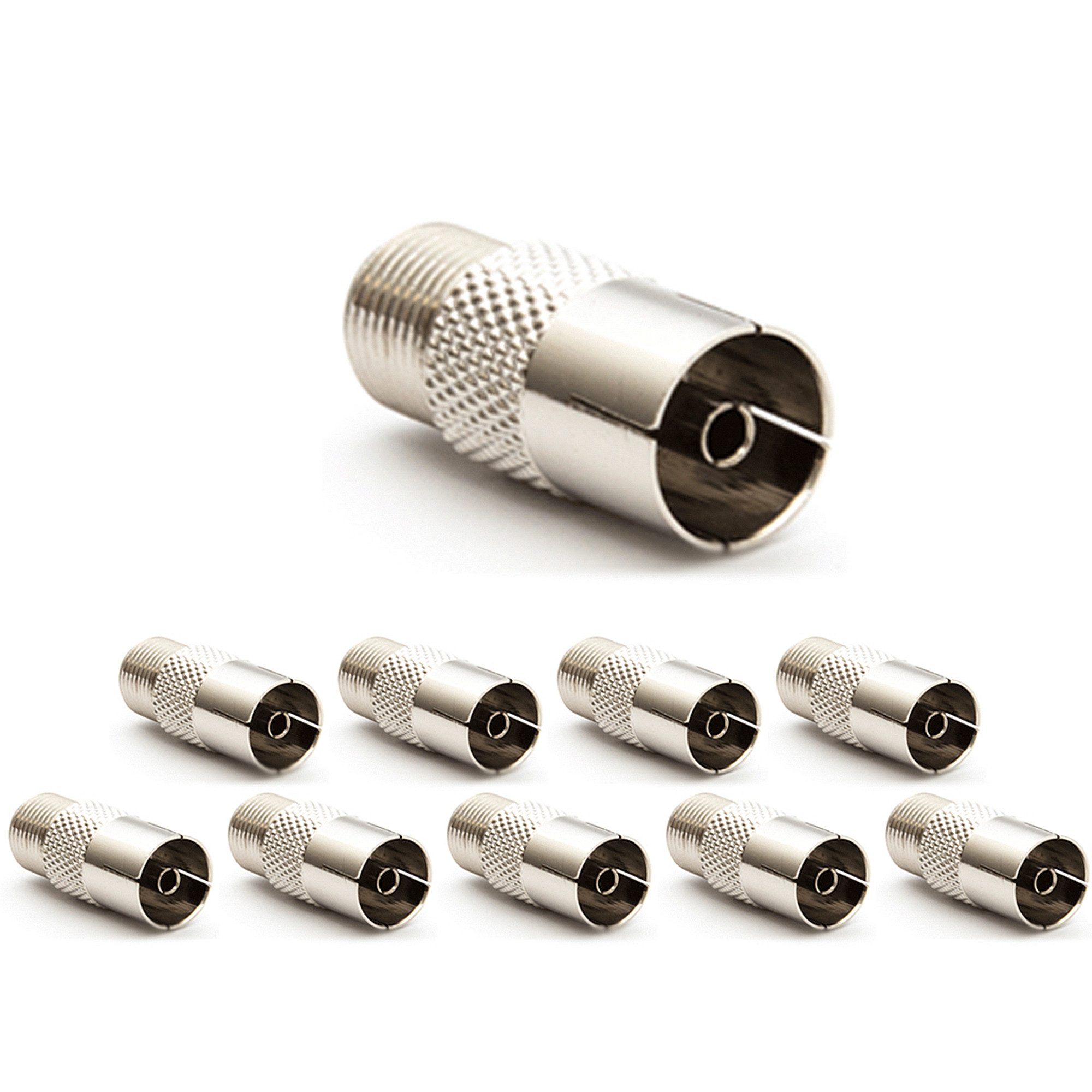 PremiumX 10x F-Adapter Koax Buchse auf F-Buchse TV Kabel Koaxialkabel Verbinder Modulkabel