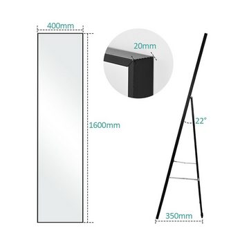 EMKE Standspiegel EMKE Standspiegel mit Haken Ganzkörperspiegel mit Rahmen 160x40cm, HD Groß, Rechteckiger Hochspiegel für Wohnzimmer oder Ankleidezimmer
