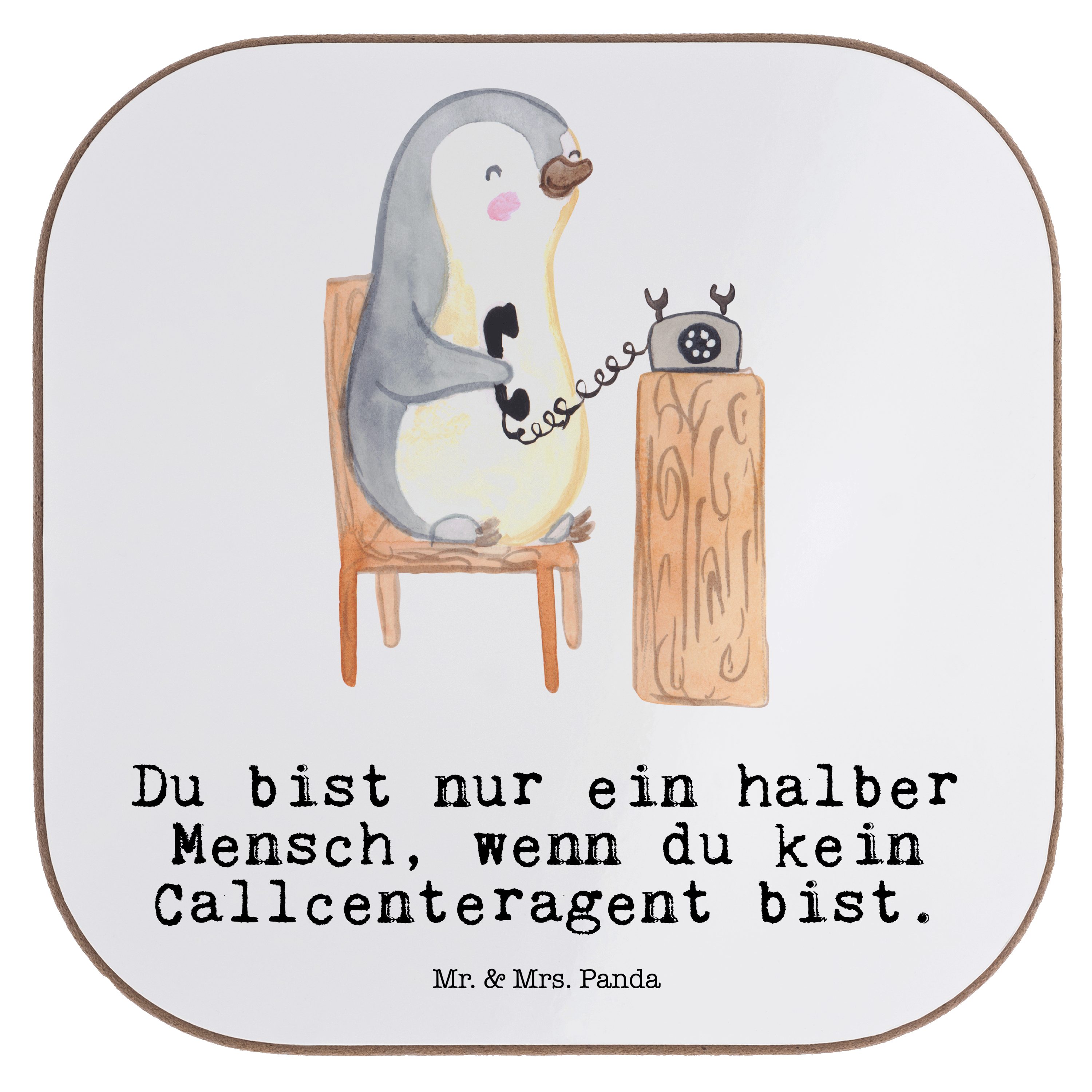 Mr. & Mrs. Panda Getränkeuntersetzer Callcenteragent mit Herz - Weiß - Geschenk, backoffice mitarbeiter, c, 1-tlg.
