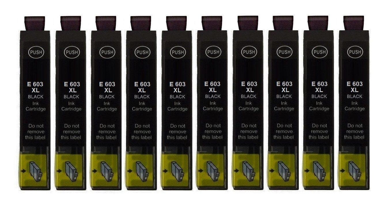 inkpro 10 x Druckerpatrone 603 XL BK kompatibel mit Epson 603XL schwarz, Tintenpatrone (für Expression Home XP-2100, XP-2105, XP-2150, XP-2155, XP-3100, XP-3105, XP-3150, XP-3155, XP-4100, XP-4105, XP-4150, XP-4155, WorkForce WF-2810, WF-2820, WF-2830, WF-2835, WF-2840, WF-2845, WF-2850, WF-2870, 10-tlg., XXL Füllmengen je 18 ml)
