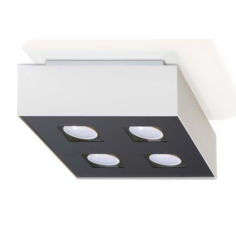 etc-shop Deckenstrahler, Leuchtmittel nicht inklusive, Deckenleuchte Deckenlampe Weiß Schwarz 4-flammig Stahl H 24 cm