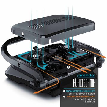 Arendo Kontaktgrill, 1900 W, Digitalsteuerung, Tischgrill, Sandwichmaker, Abnehmbare Platten, Grau