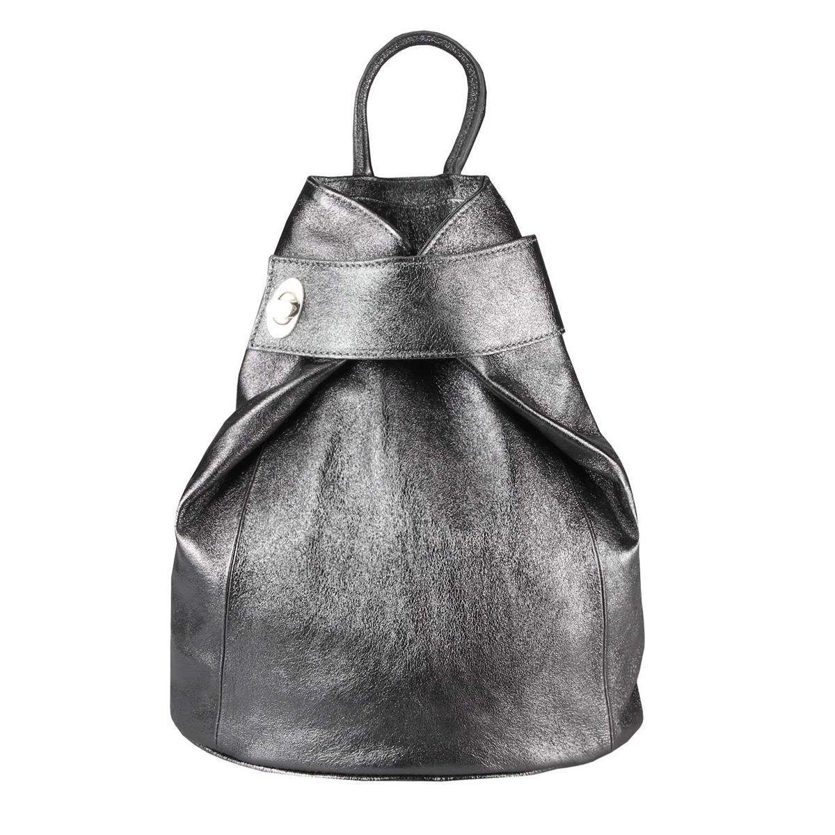 ITALYSHOP24 Rucksack Made in Italy Damen Leder Schultertasche Daypack Freizeitrucksack, Handgepäck