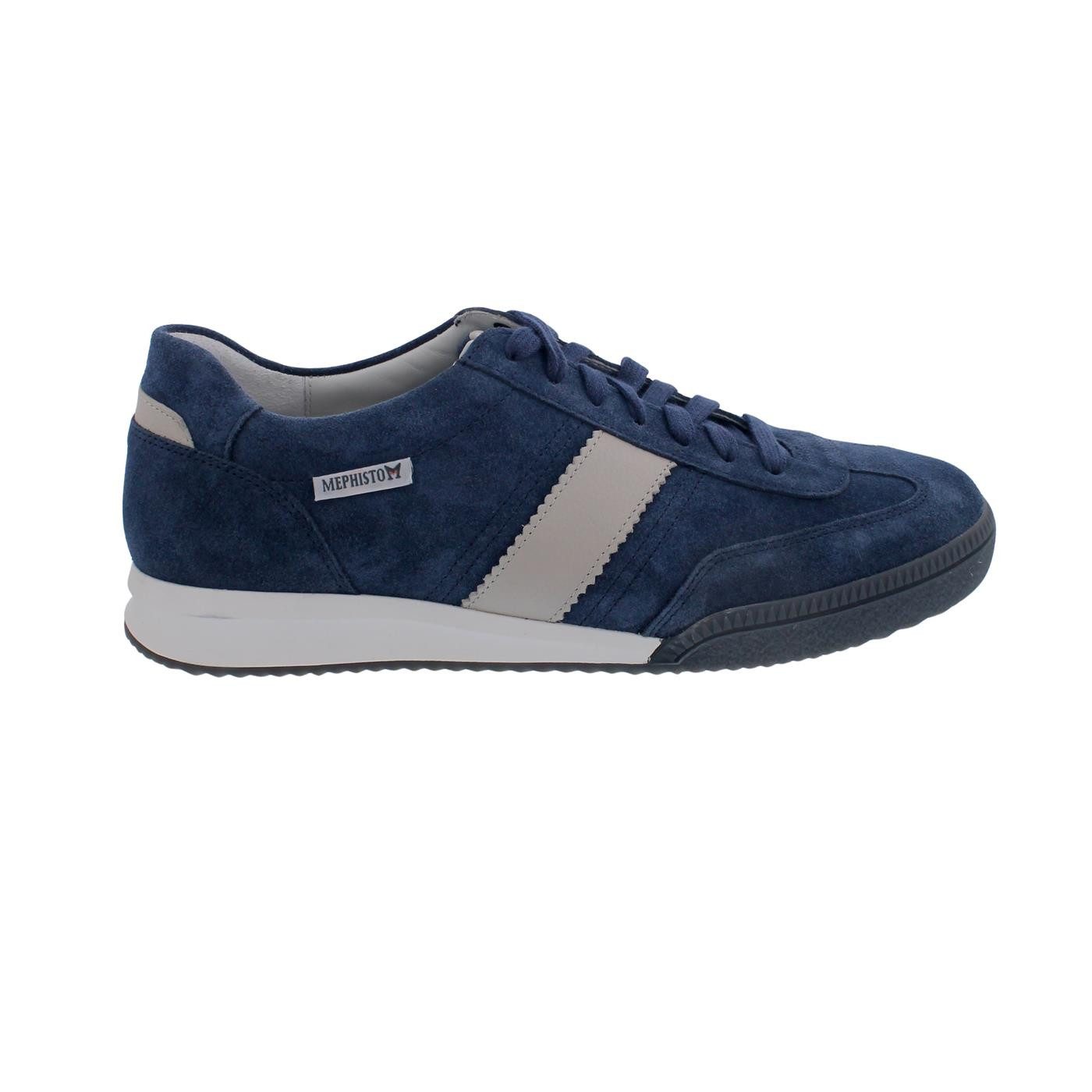 Mephisto Elyo Sneaker, Velours- / Glattleder kombi., blau / beige, W Schnürschuh