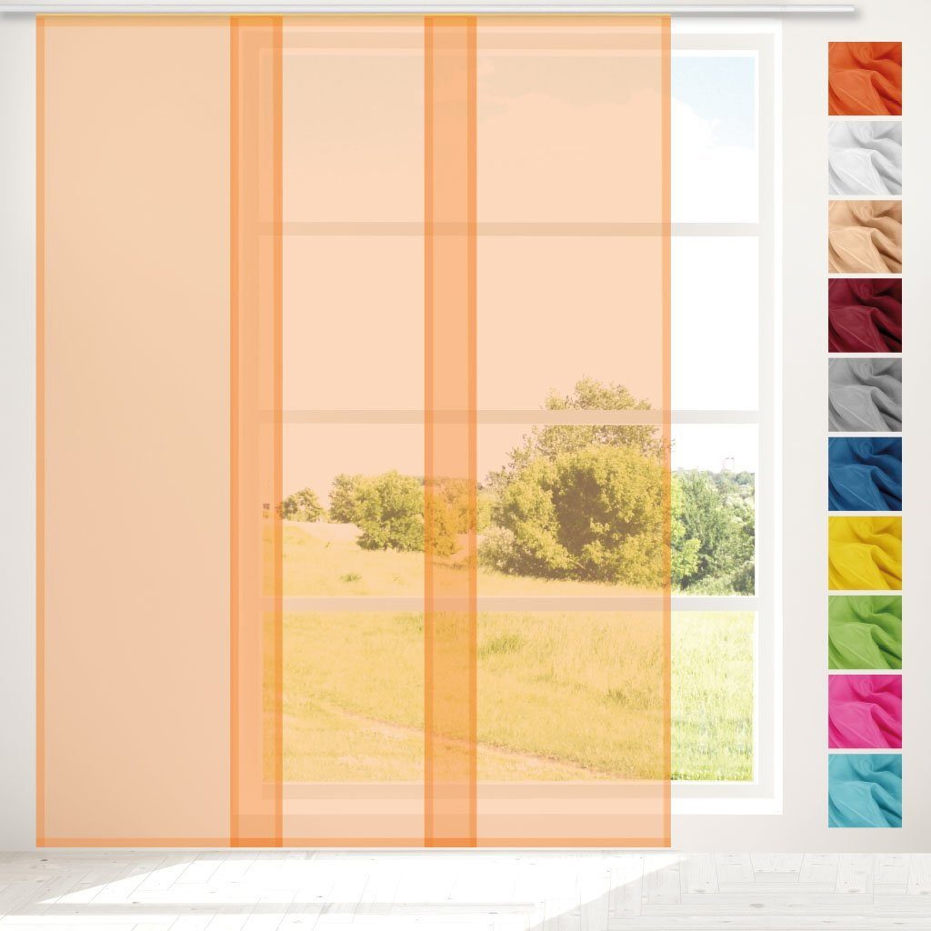 Schiebegardine Transparente Orange mit Klettband Vorhang, Bestgoodies, 245cm Klettband transparent, St), 60cm (BxL), Microfaser, x (1