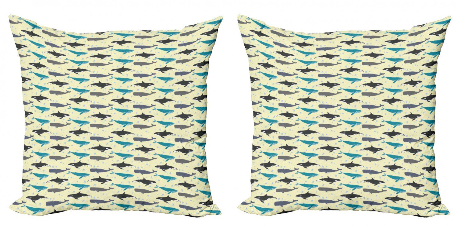 Kissenbezüge Modern Accent Doppelseitiger Digitaldruck, Abakuhaus (2 Stück), Wal Schwimmen Säugetiere Gelb