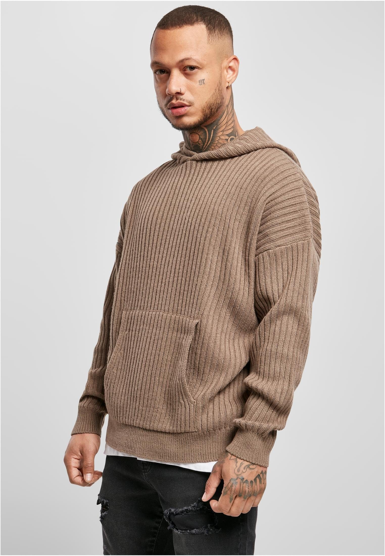 URBAN CLASSICS Sweater Herren Knitted Hoody (1-tlg) darkkhaki