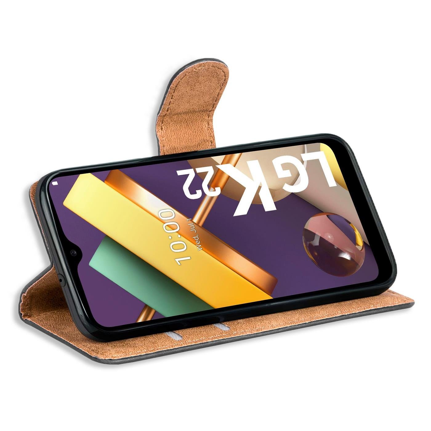 CoolGadget Handyhülle Wallet Klapp Tasche Book Case für LG K22 6,2 Zoll, Hülle Klapphülle Flip Cover Etui Schutzhülle